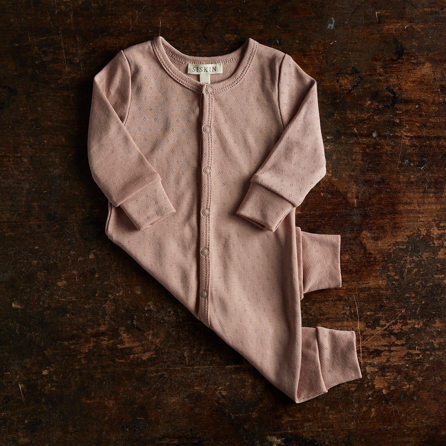 Stork Baby Pyjamas - Cotton Pointelle - Peony - Image 3