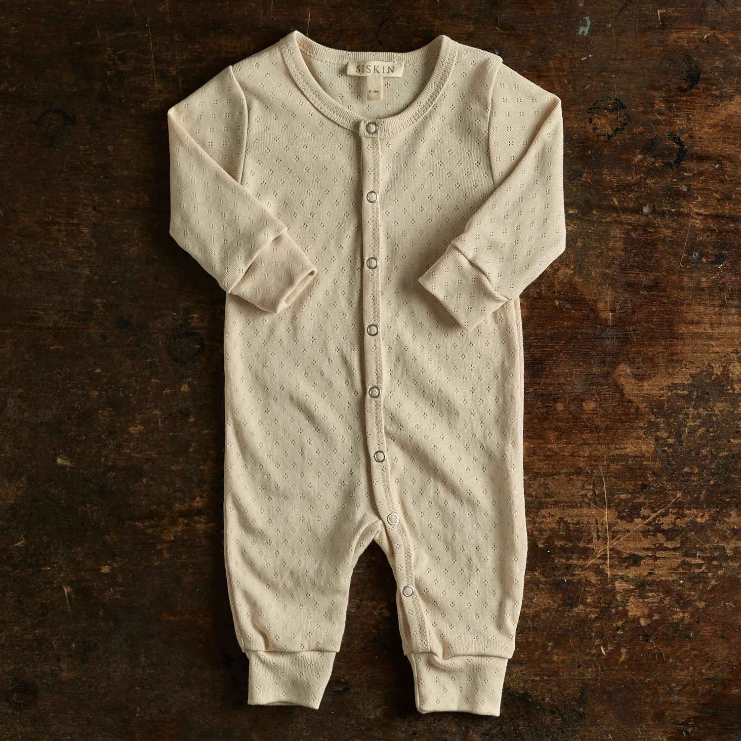 Stork Baby Pyjamas - Cotton Pointelle - Shell - Image 2
