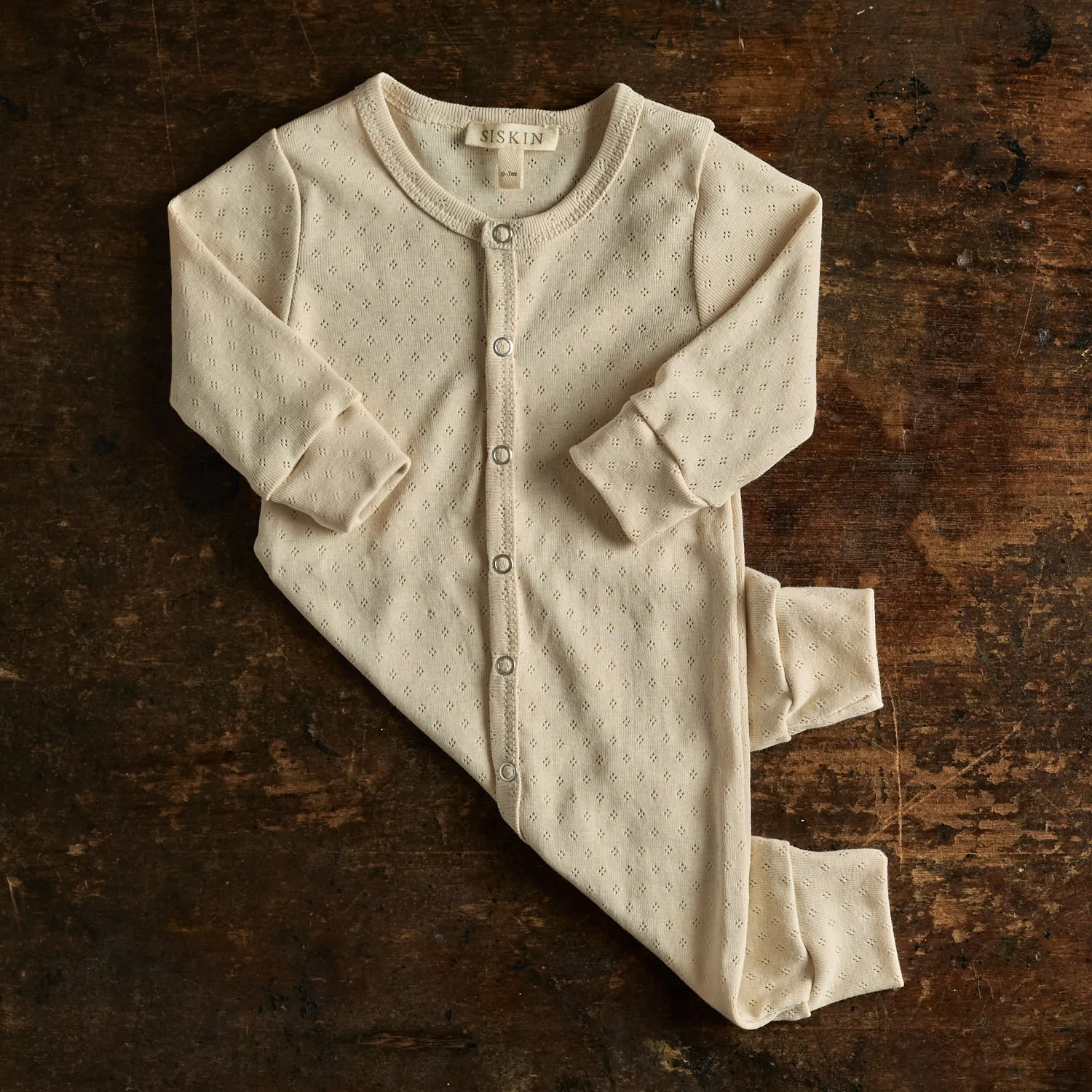 Stork Baby Pyjamas - Cotton Pointelle - Shell - Image 4