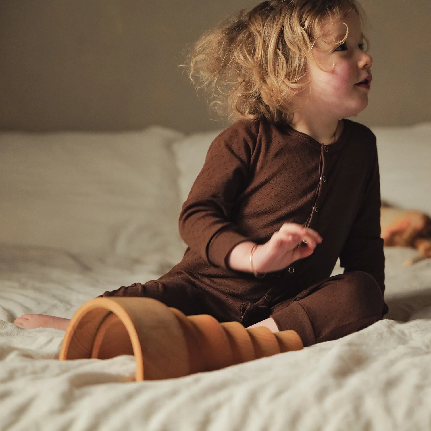 Stork Baby Pyjamas - Cotton Pointelle - Squirrel - Image 4