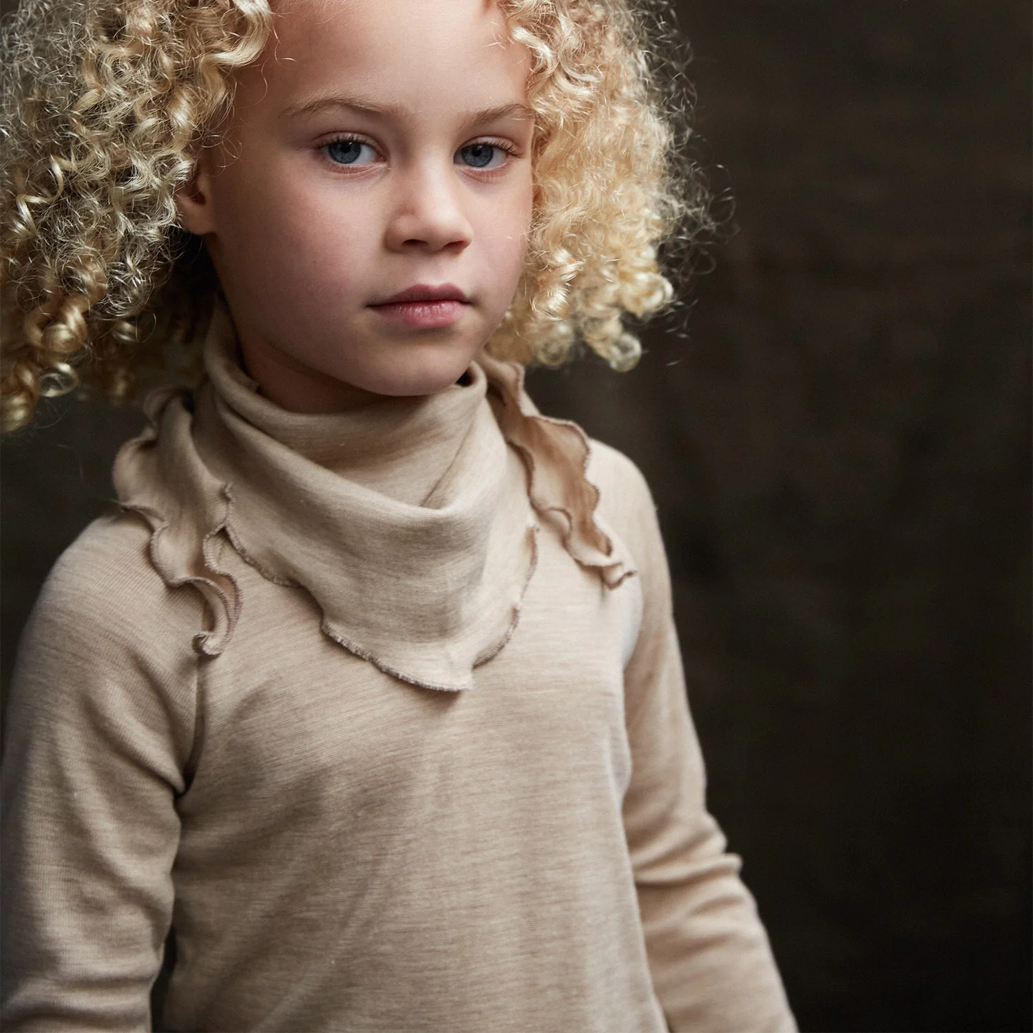 Swan Baby & Kids Bandana - Merino Wool & Silk - Sandstorm - Image 2