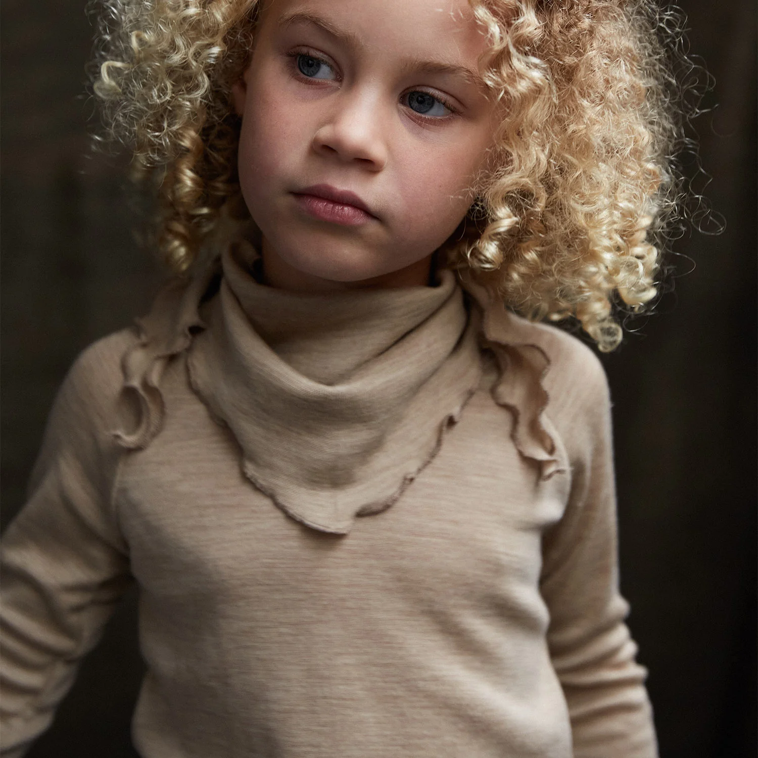 Swan Baby & Kids Bandana - Merino Wool & Silk - Sandstorm - Image 3