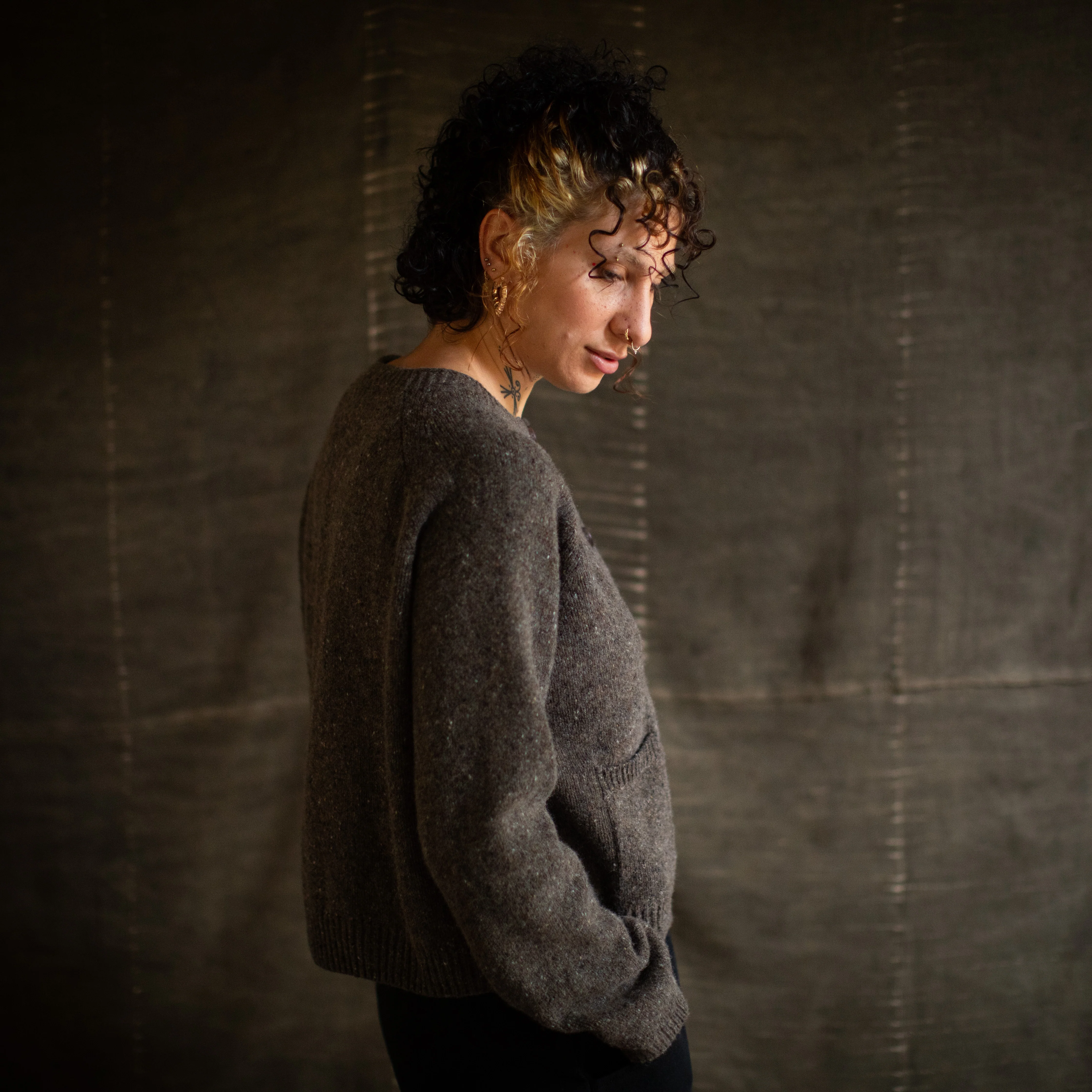 Terra Women's Cardigan - Donegal Wool - Granite - Image 10