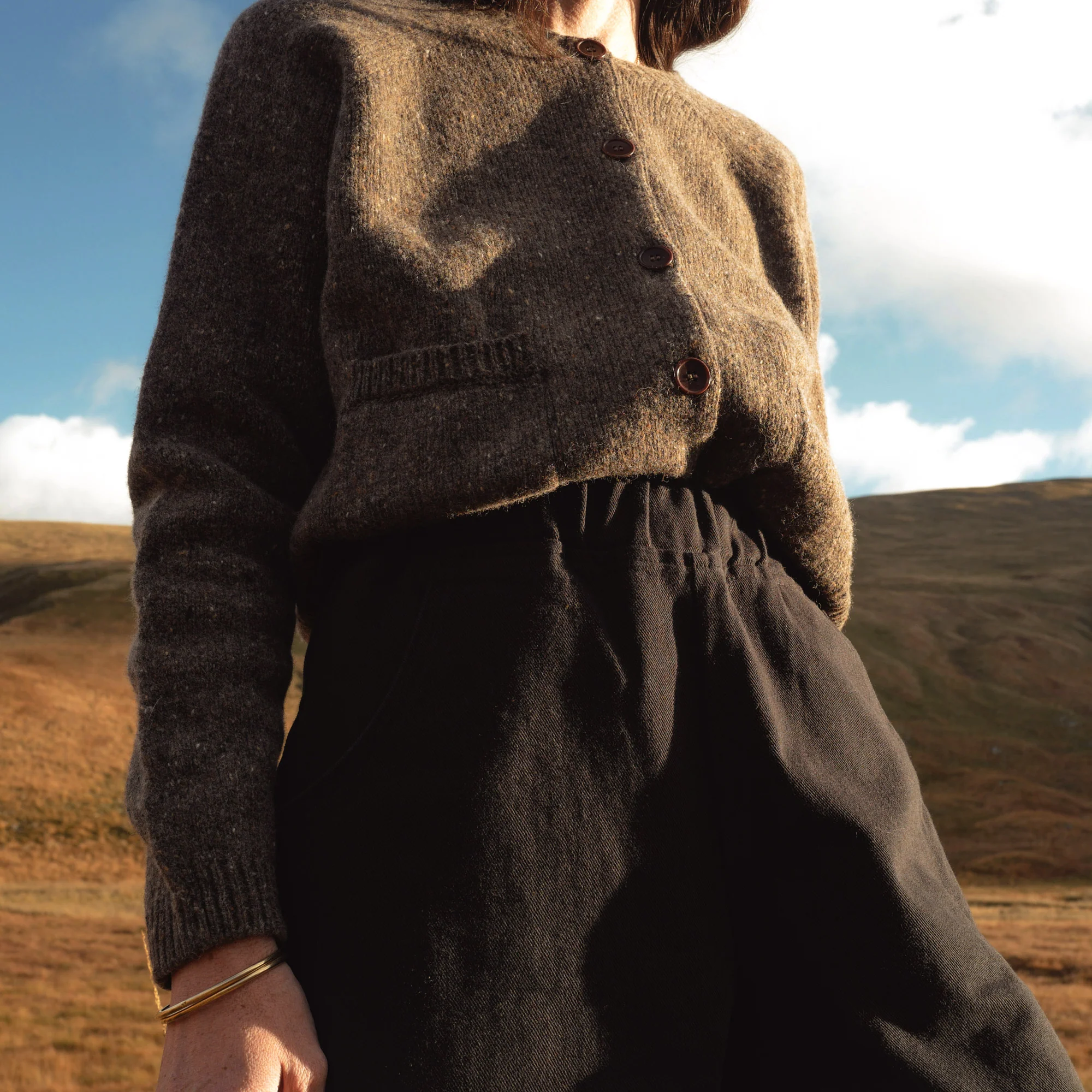 Terra Women's Cardigan - Donegal Wool - Granite - Image 3