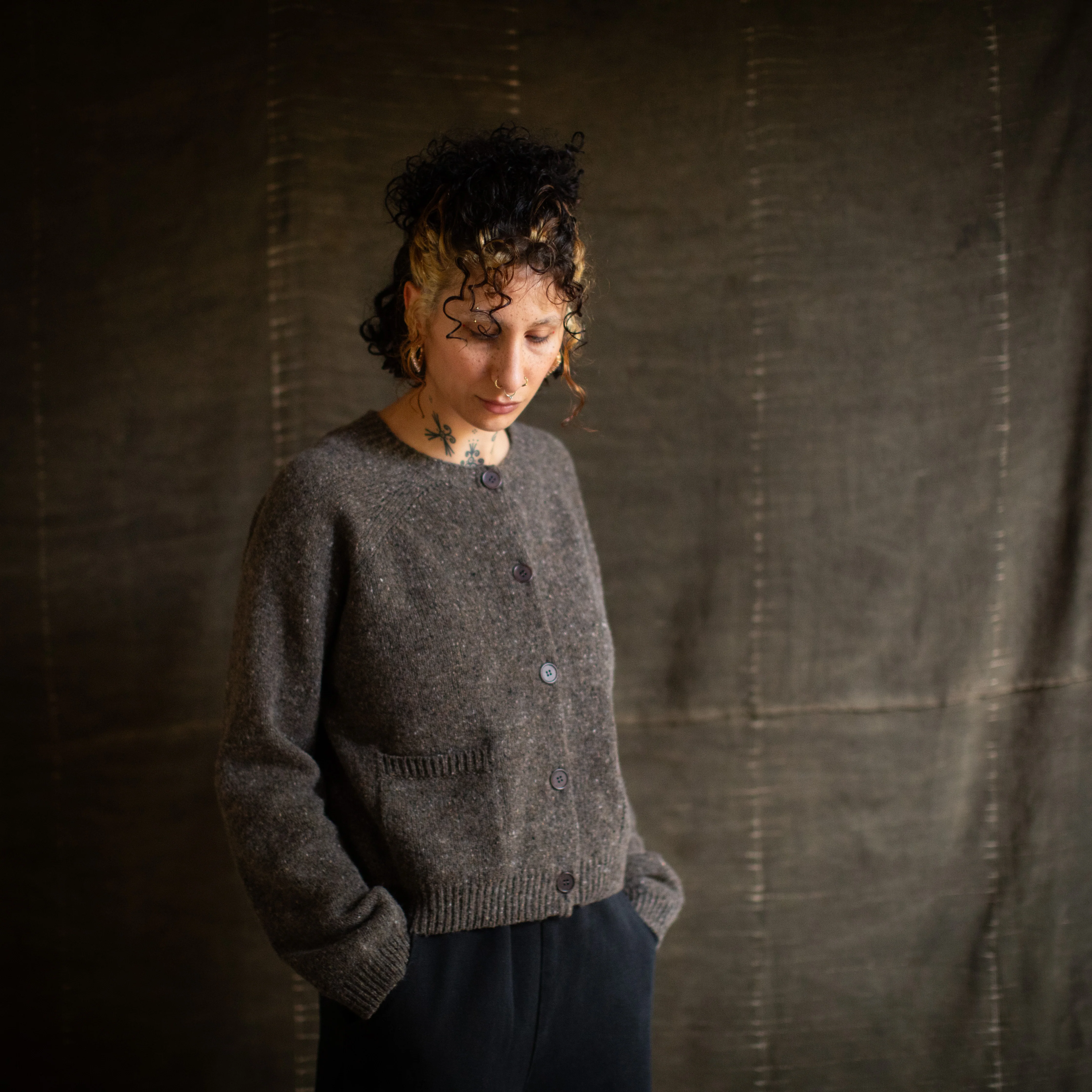 Terra Women's Cardigan - Donegal Wool - Granite - Image 5