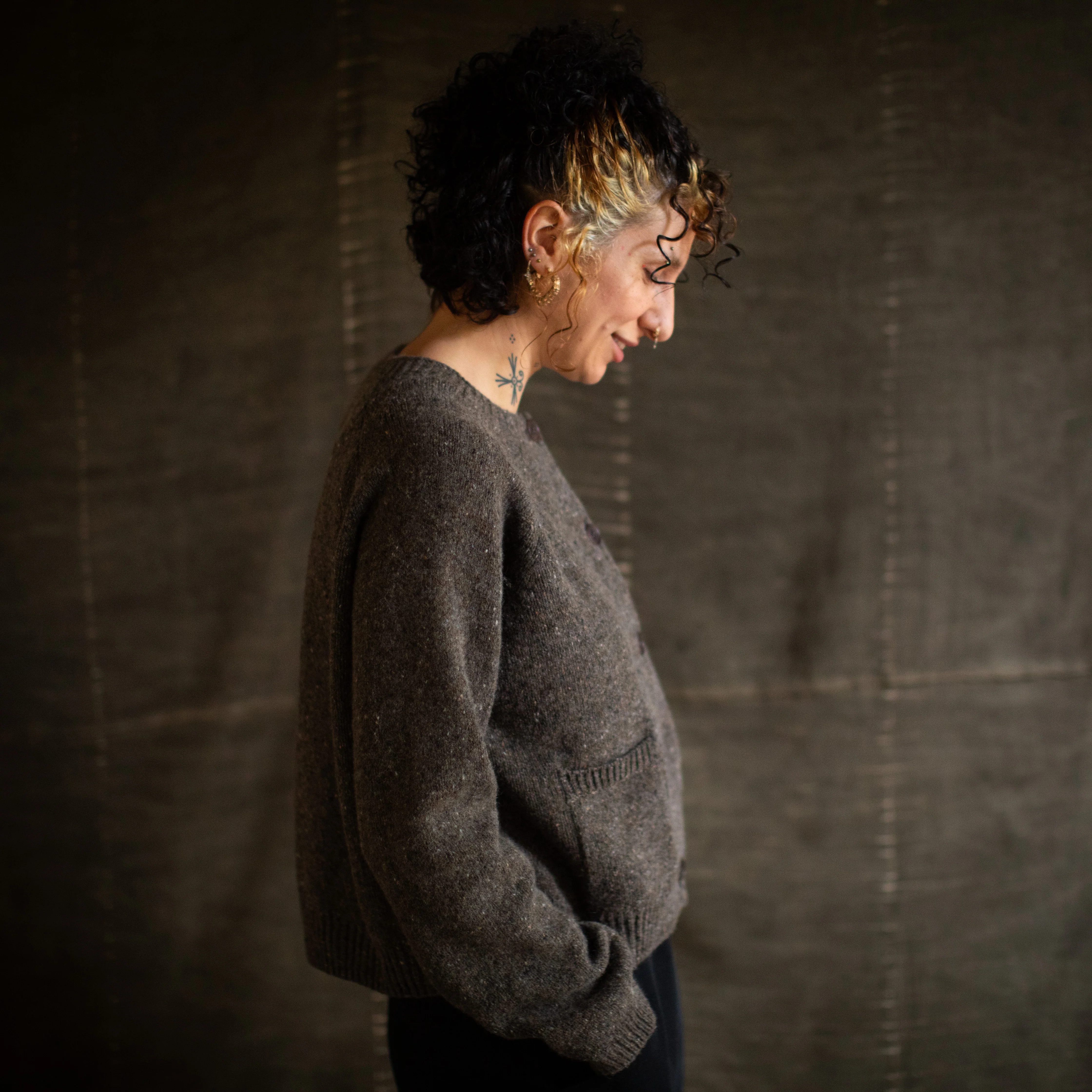 Terra Women's Cardigan - Donegal Wool - Granite - Image 6