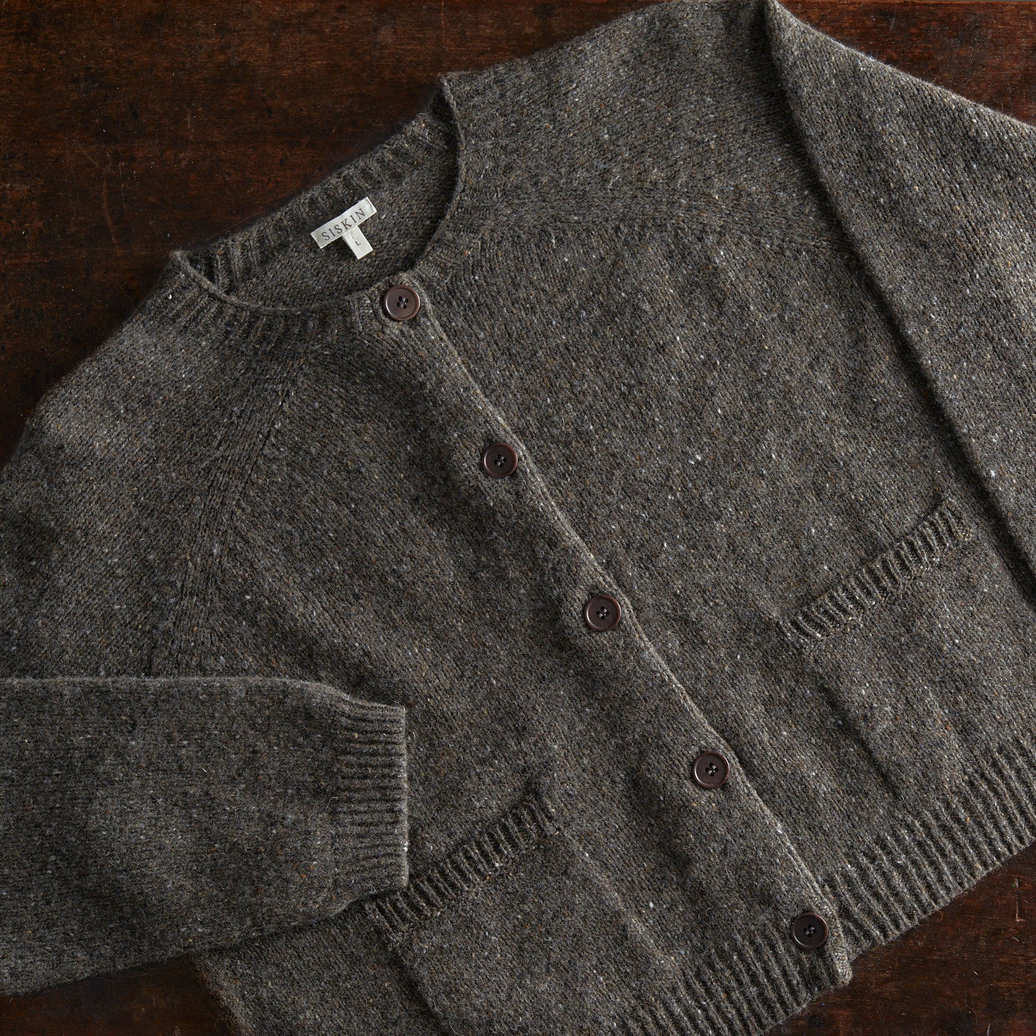 Terra Women's Cardigan - Donegal Wool - Granite - Image 9