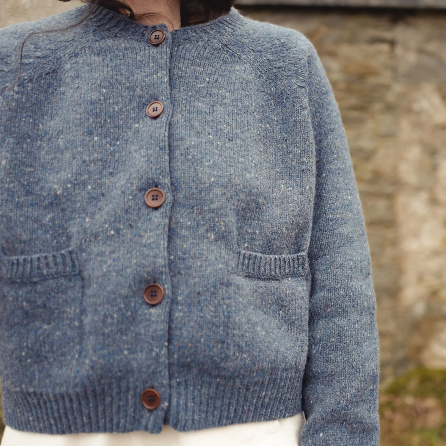 Terra Women's Cardigan - Donegal Wool - Lagoon - Image 3