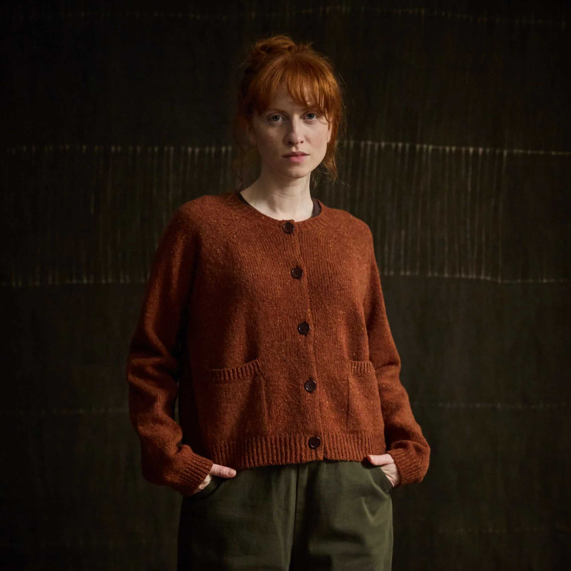 Terra Women's Cardigan - Donegal Wool - Cinnamon - Image 3