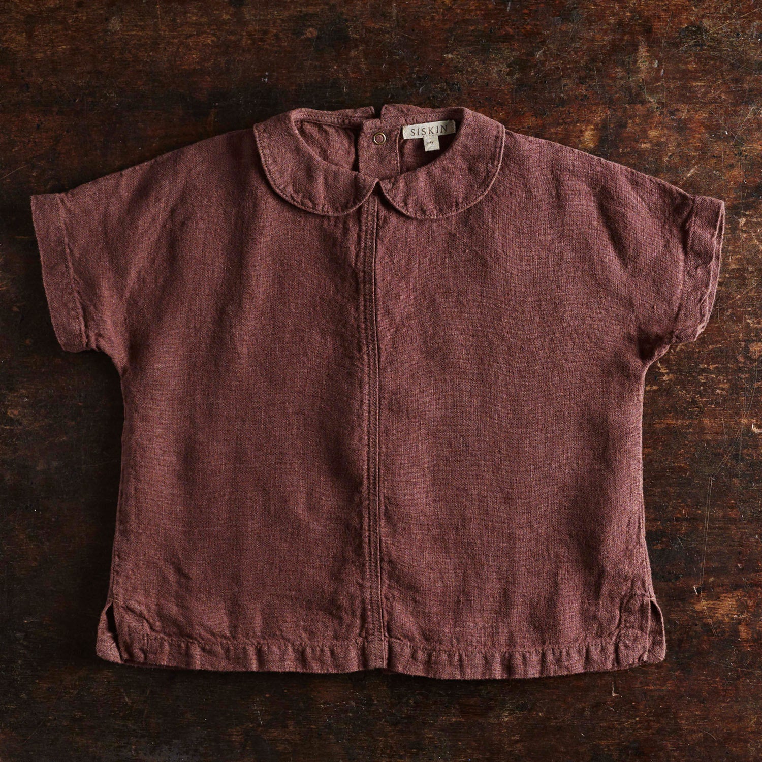 Willow Kids Blouse - Linen - Damson - Image 2