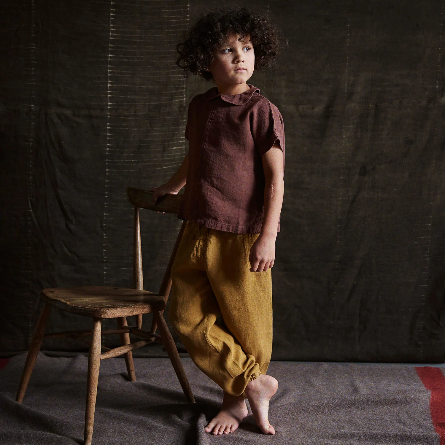 Willow Kids Blouse - Linen - Damson - Image 3