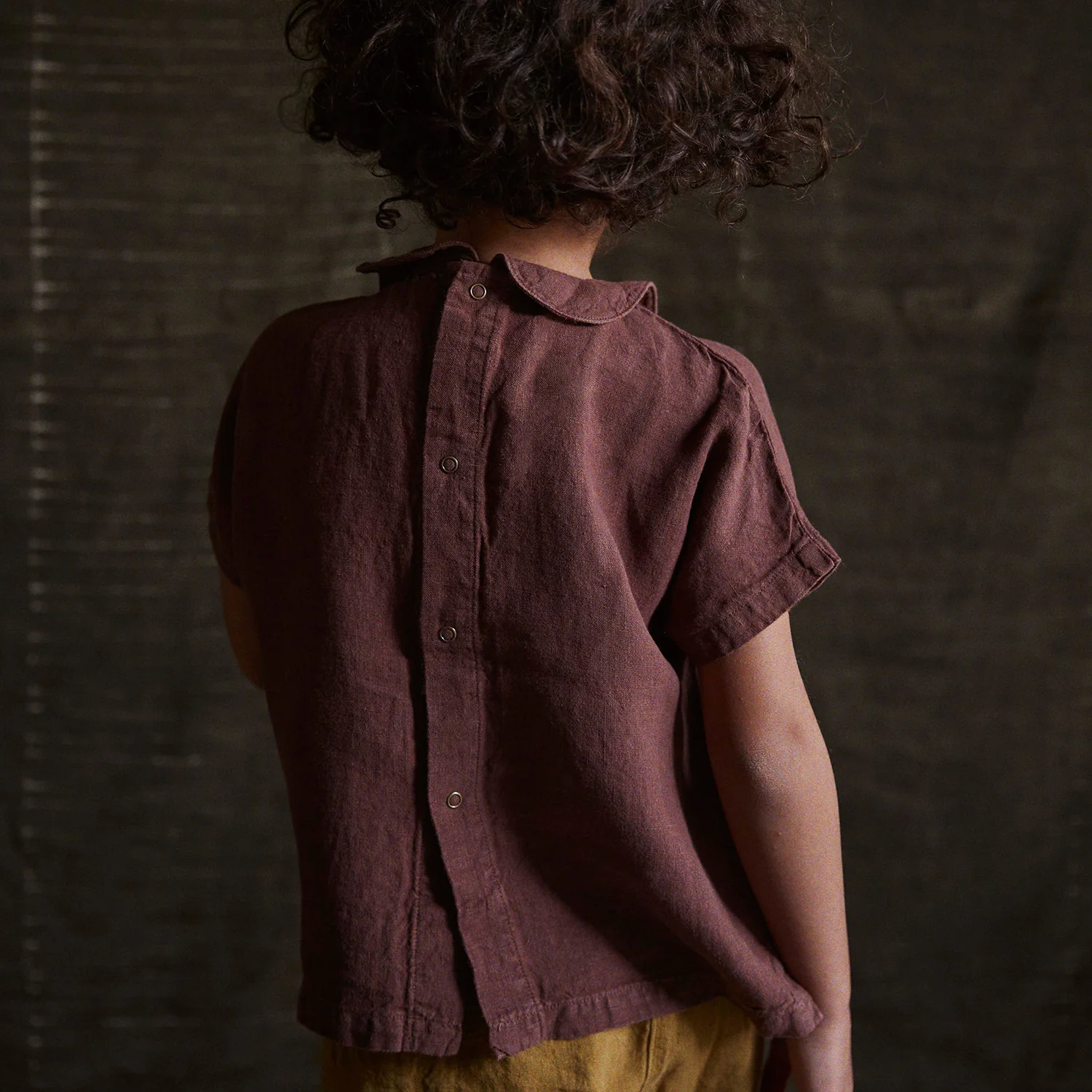 Willow Kids Blouse - Linen - Damson - Image 6