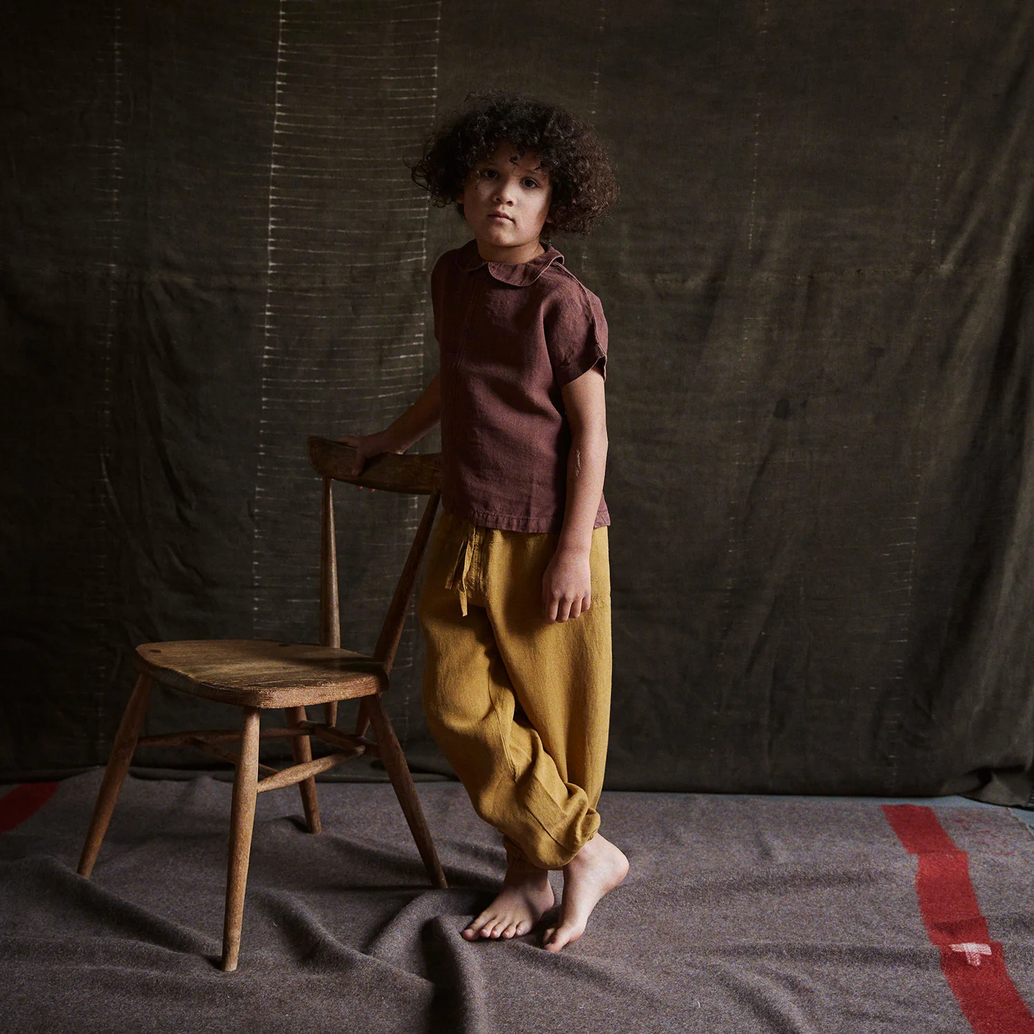 Willow Kids Blouse - Linen - Damson - Image 8