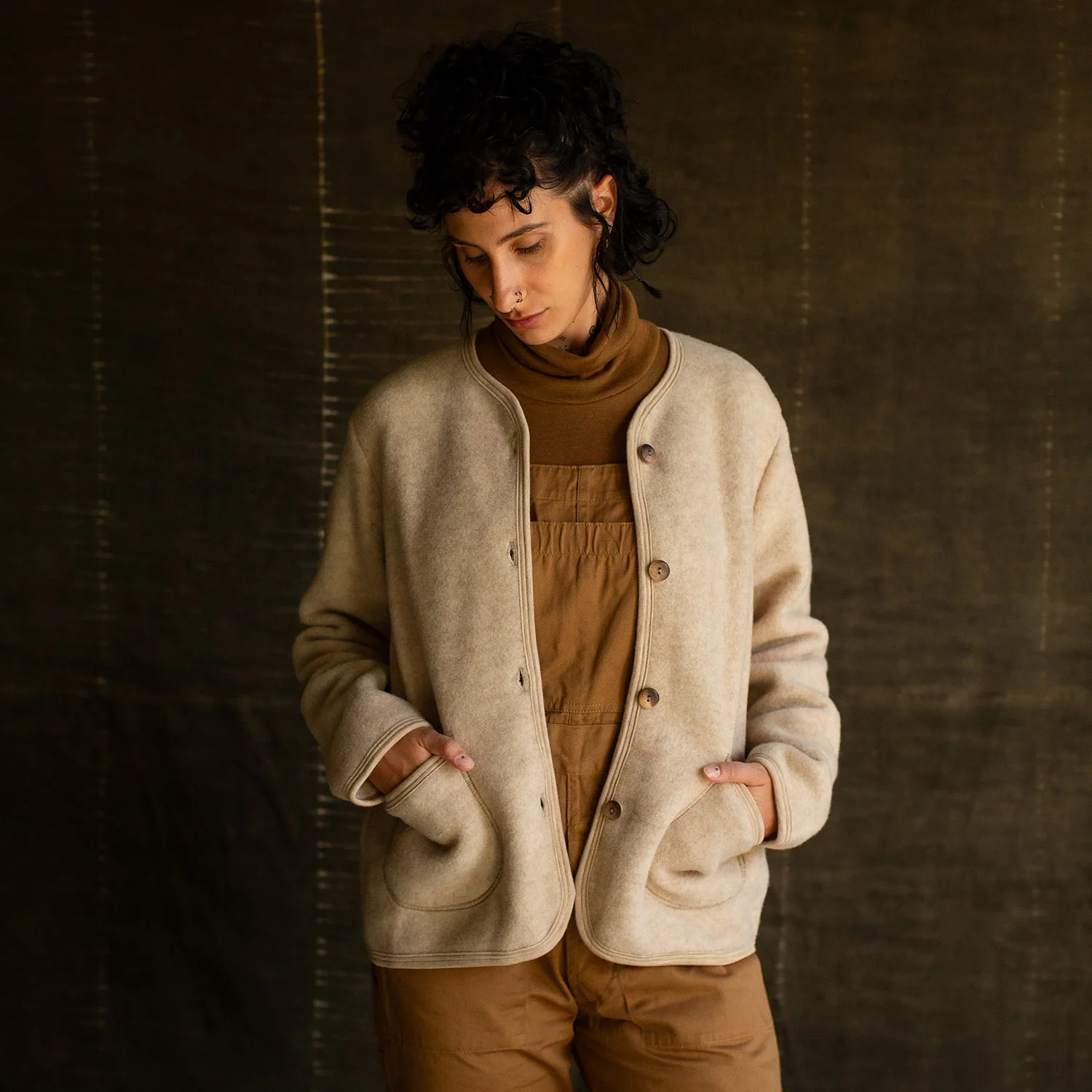 Harrier Women's Jacket - Merino Wool Fleece - Sandstorm - Image 5