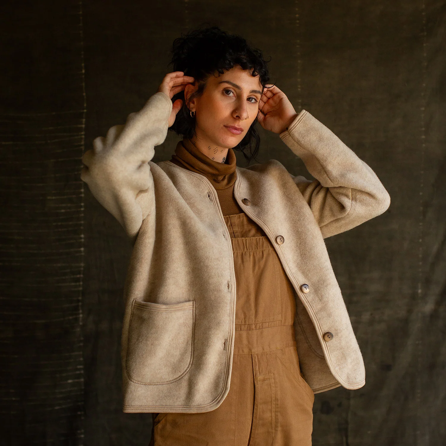 Harrier Women's Jacket - Merino Wool Fleece - Sandstorm - Image 6