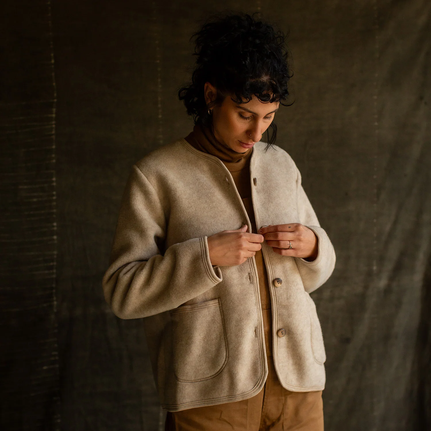 Harrier Women's Jacket - Merino Wool Fleece - Sandstorm - Image 7