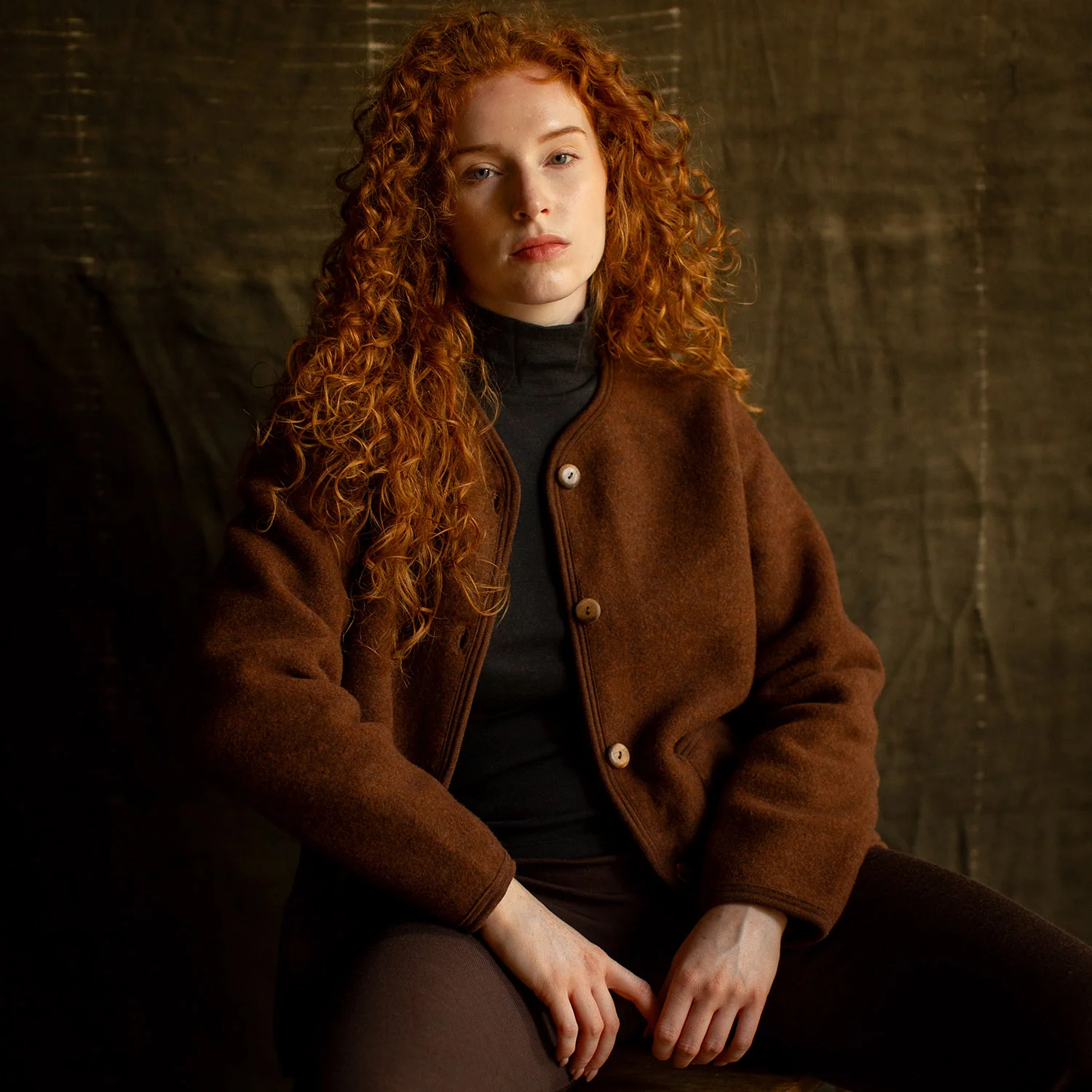 Harrier Women's Jacket - Merino Wool Fleece - Squirrel - Image 3