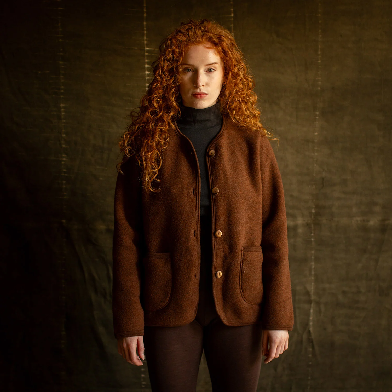 Harrier Women's Jacket - Merino Wool Fleece - Squirrel - Image 4