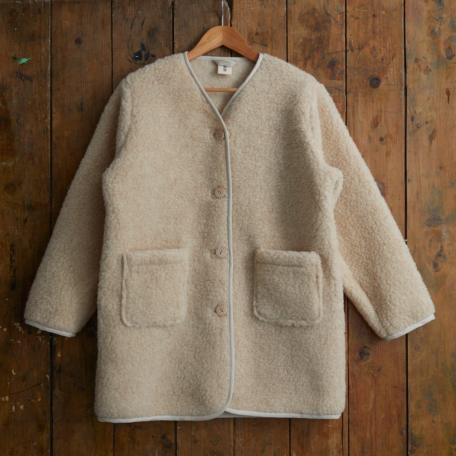 Sika Women's Coat - Wool Teddy Fleece - Oatmeal - Image 4