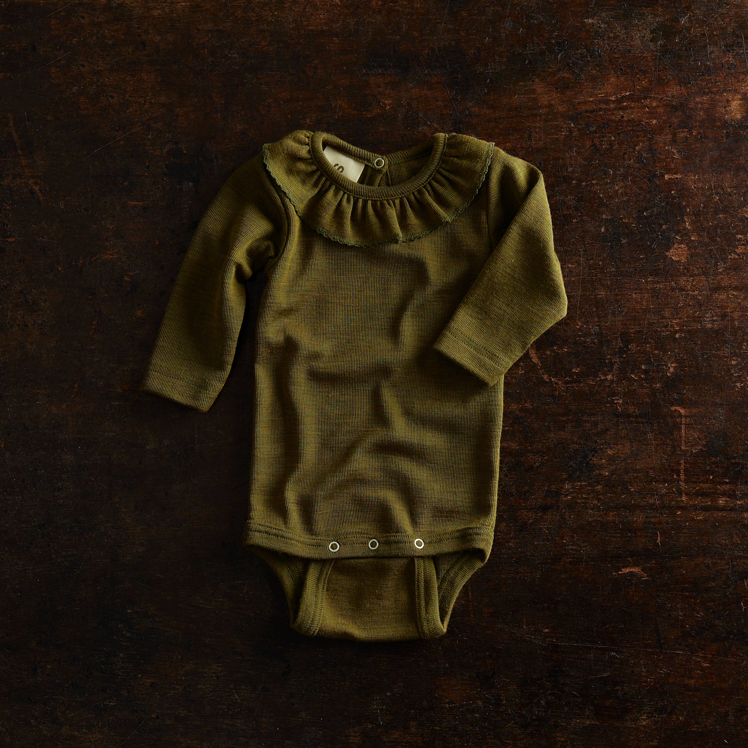 Wren Baby Body - Merino Wool & Silk - Seaweed - Image 2