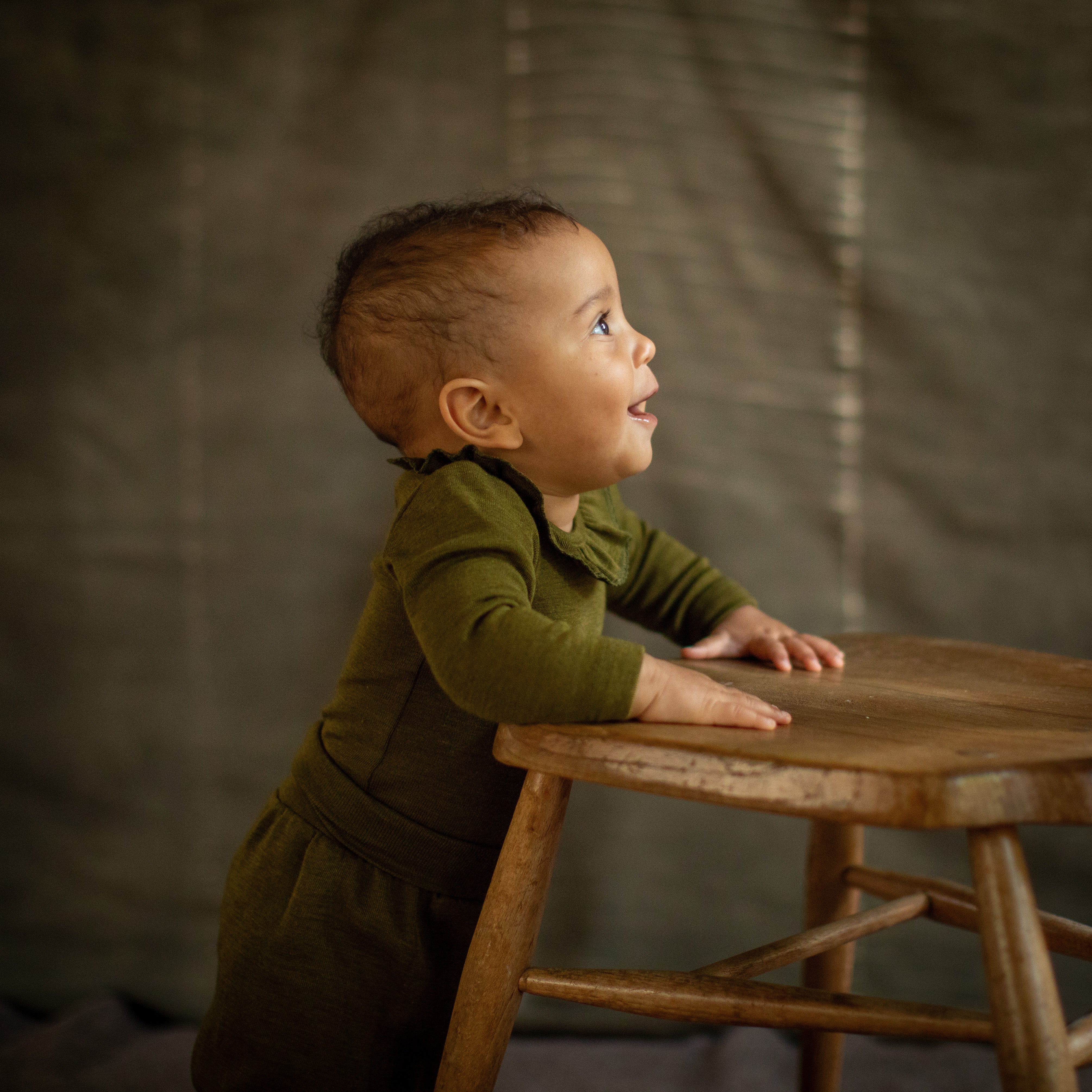 Wren Baby Body - Merino Wool & Silk - Seaweed - Image 5