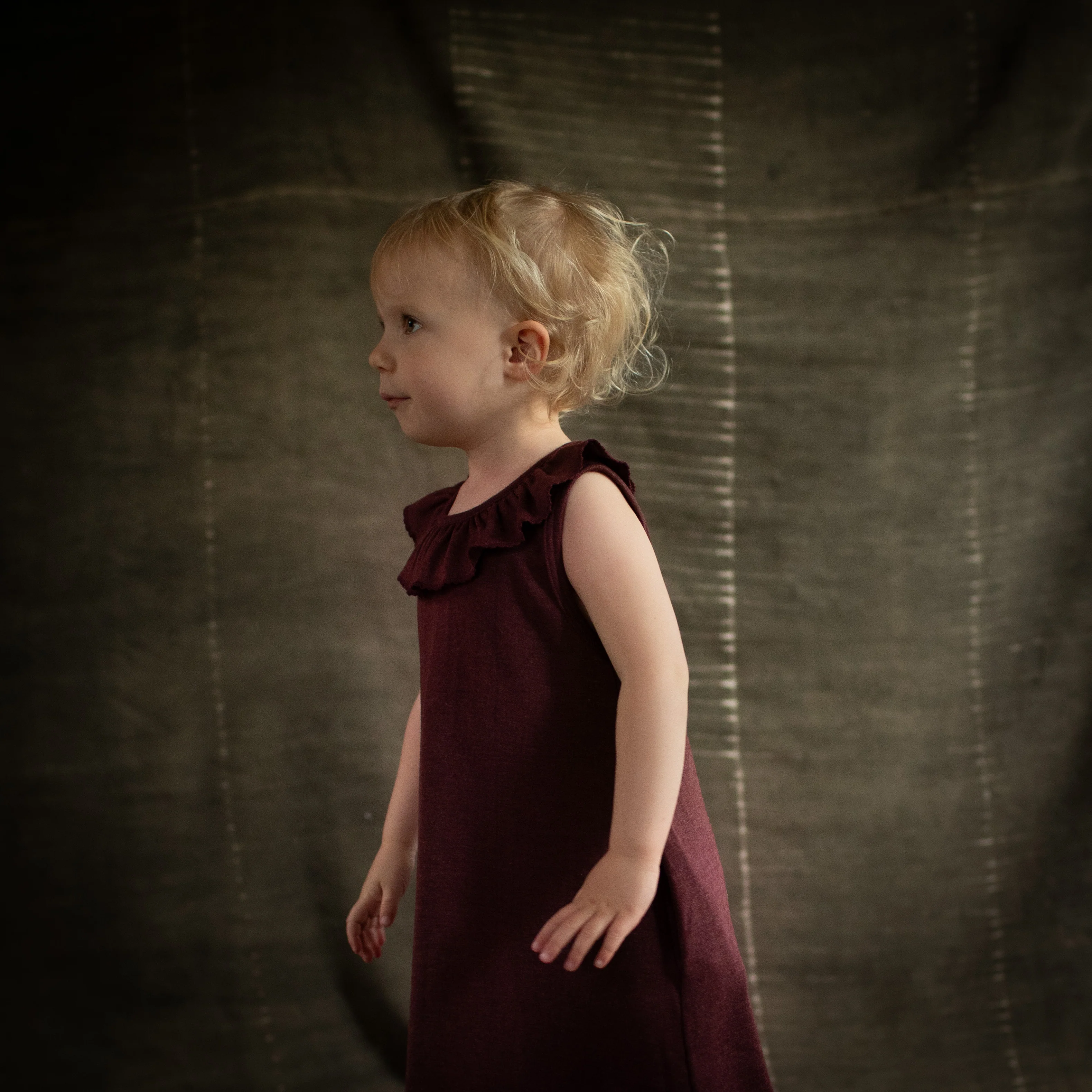 Wren Baby & kids Dress - Merino Wool & Silk - Fig - Image 10
