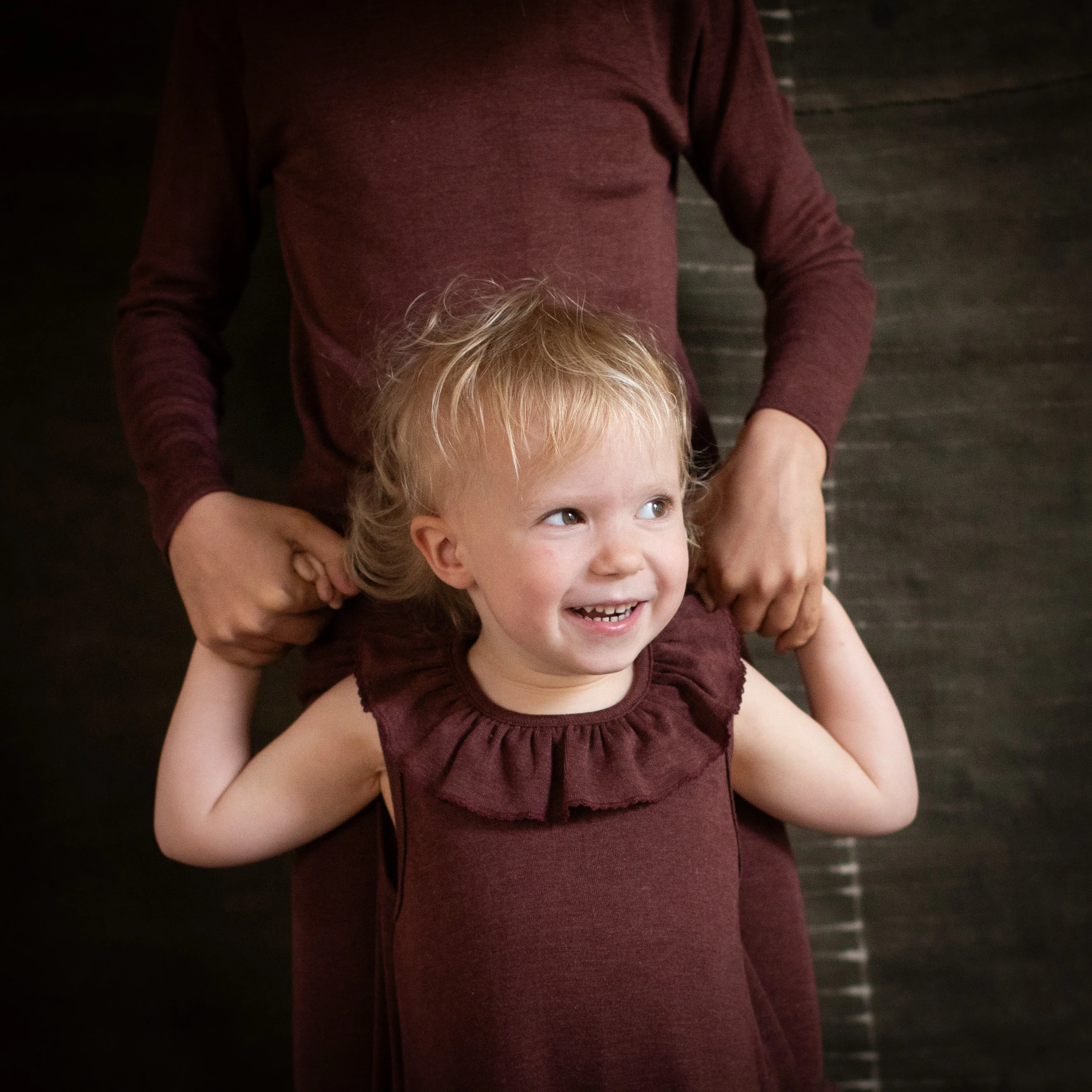Wren Baby & kids Dress - Merino Wool & Silk - Fig - Image 11