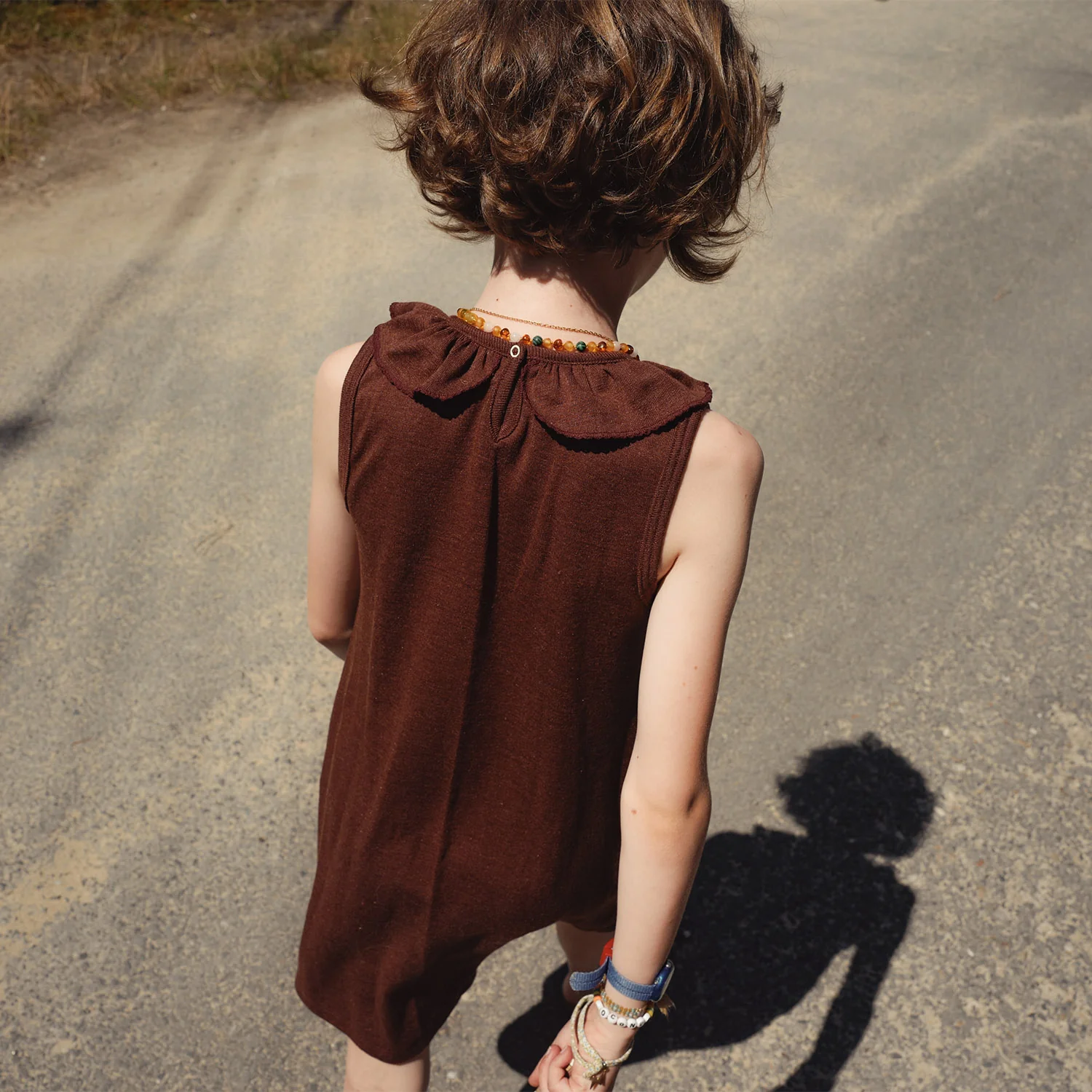 Wren Baby & kids Dress - Merino Wool & Silk - Fig - Image 8