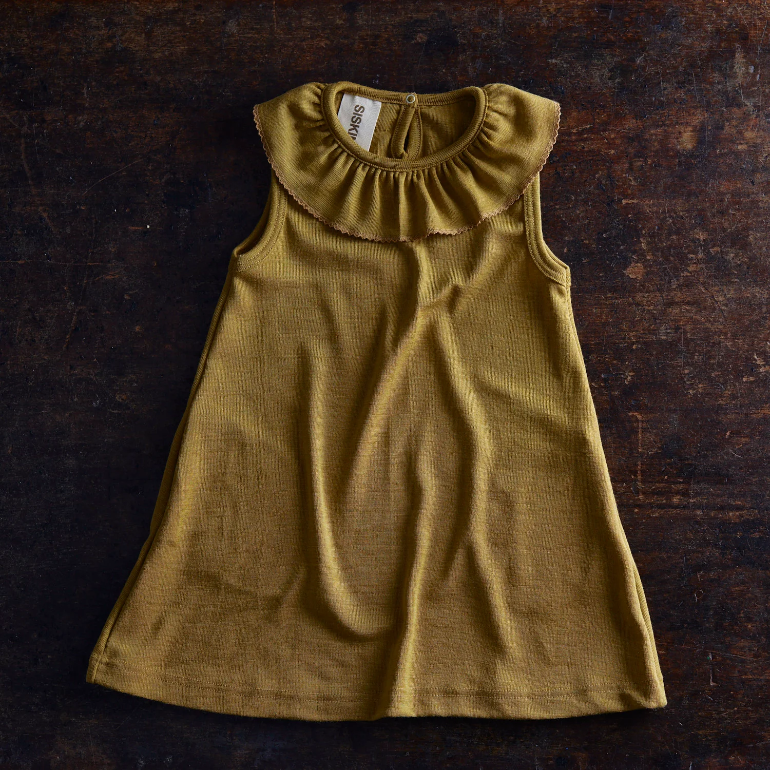 Wren Baby & kids Dress - Merino Wool & Silk - Pistachio - Image 3