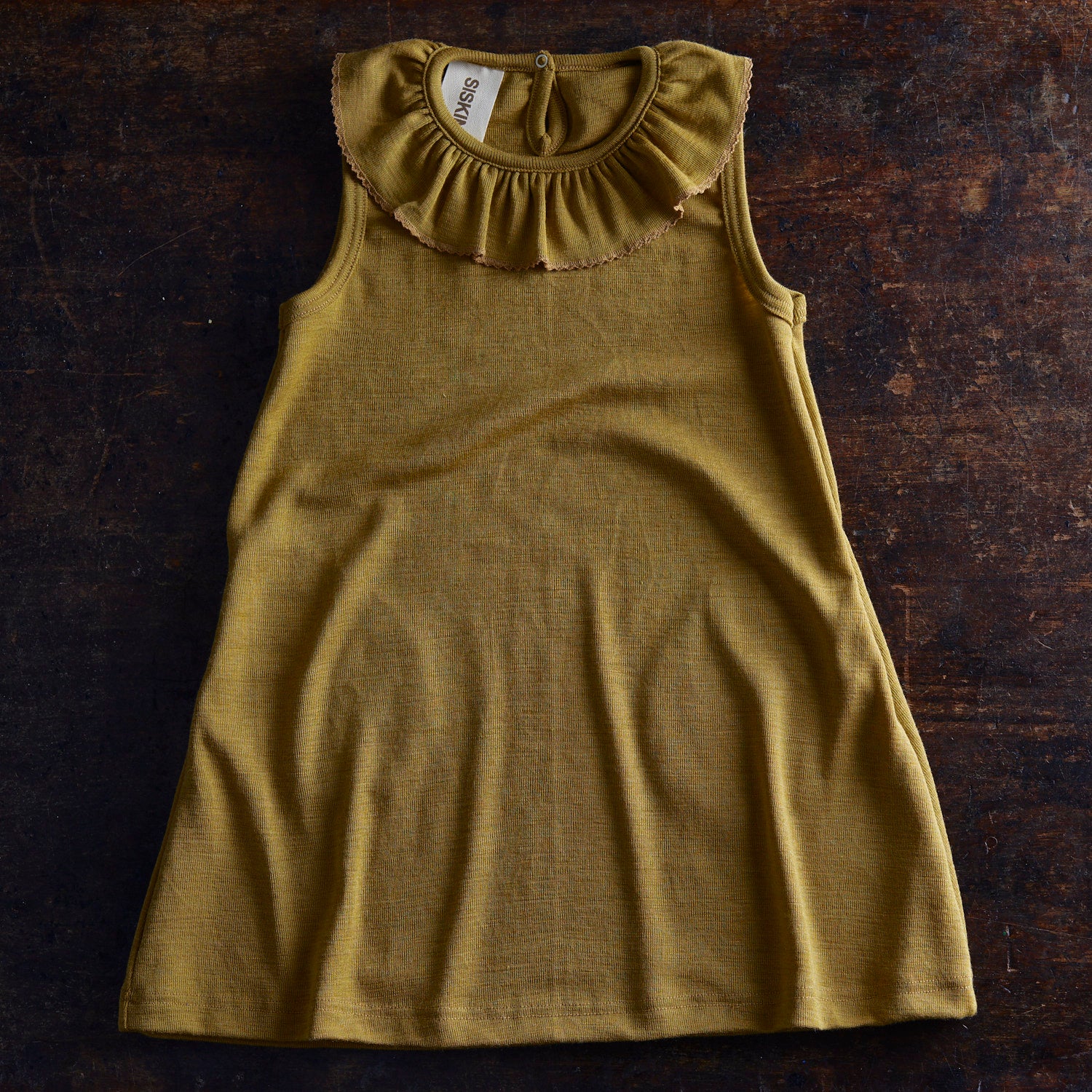Wren Baby & kids Dress - Merino Wool & Silk - Pistachio - Image 4