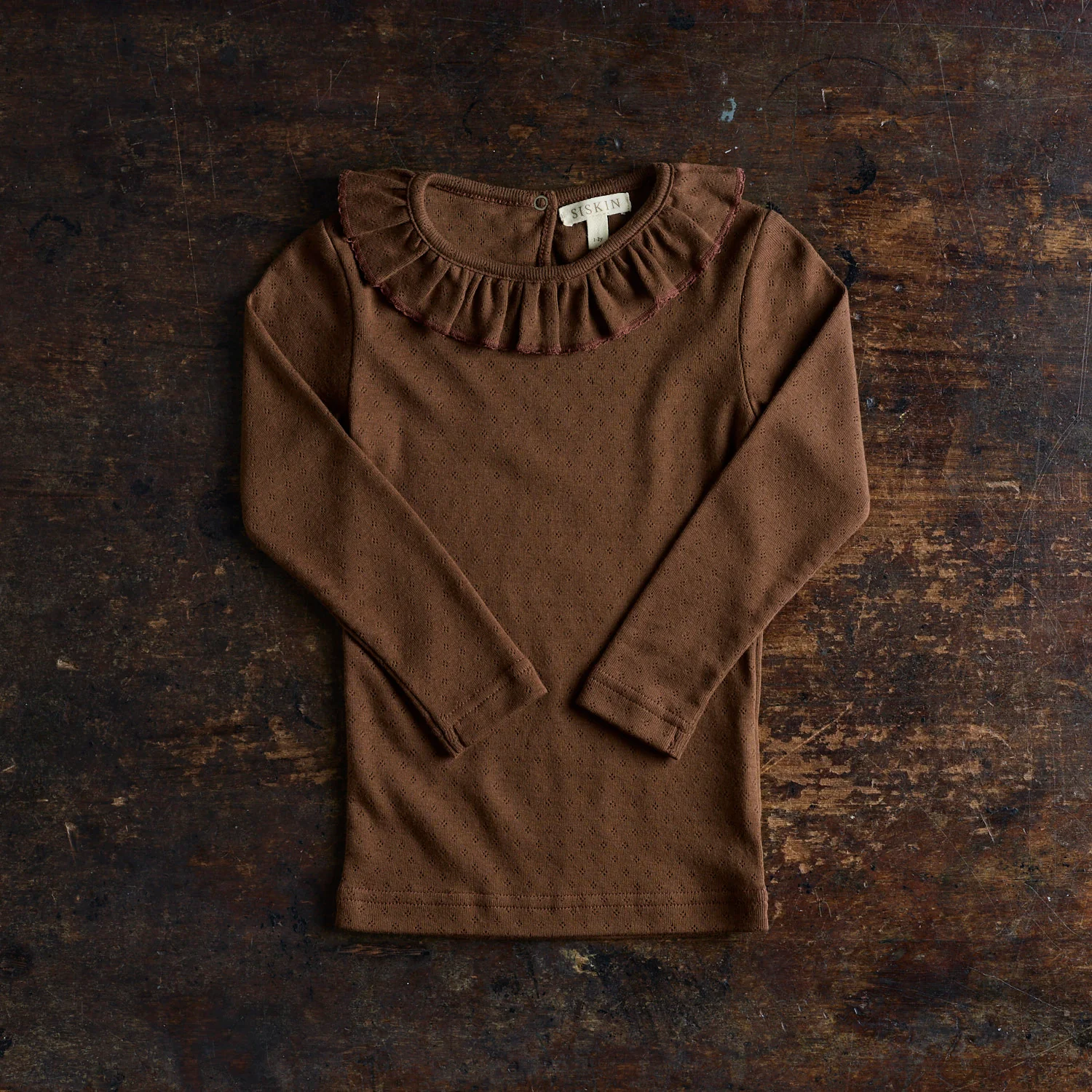 Wren Baby & kids Top - Cotton Pointelle - Squirrel