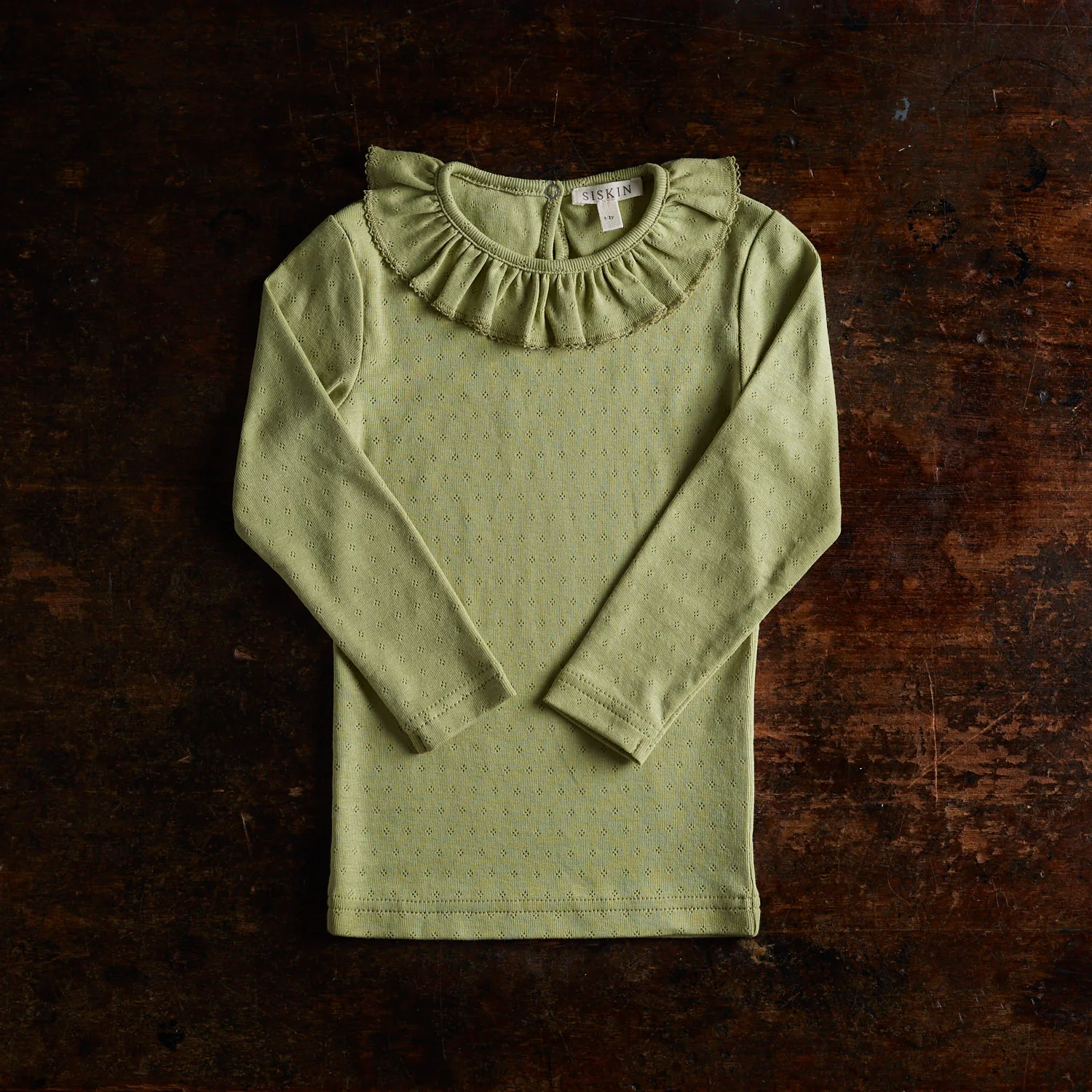 Wren Baby & kids Top - Cotton Pointelle - Celadon