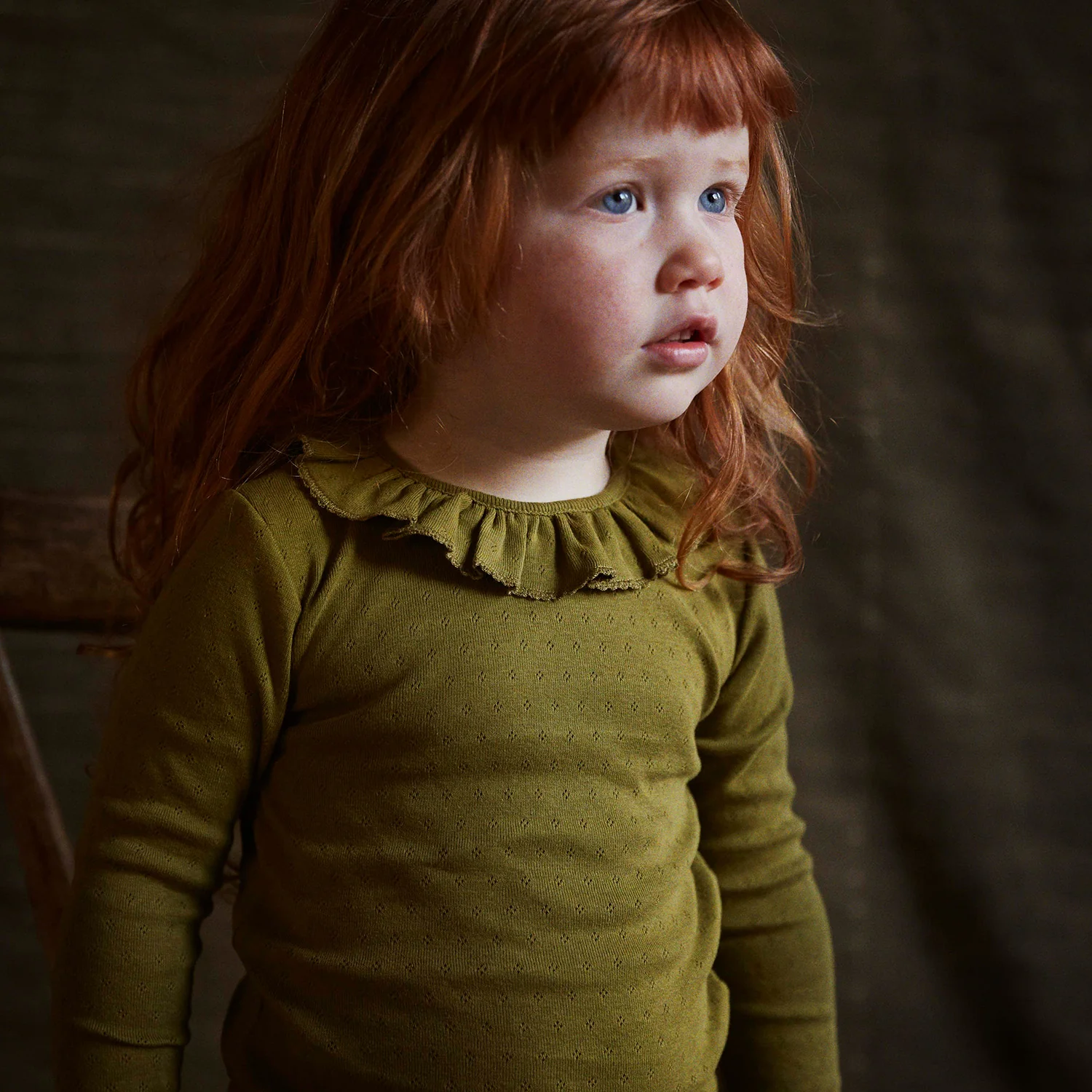 Wren Baby & kids Top - Cotton Pointelle - Olive