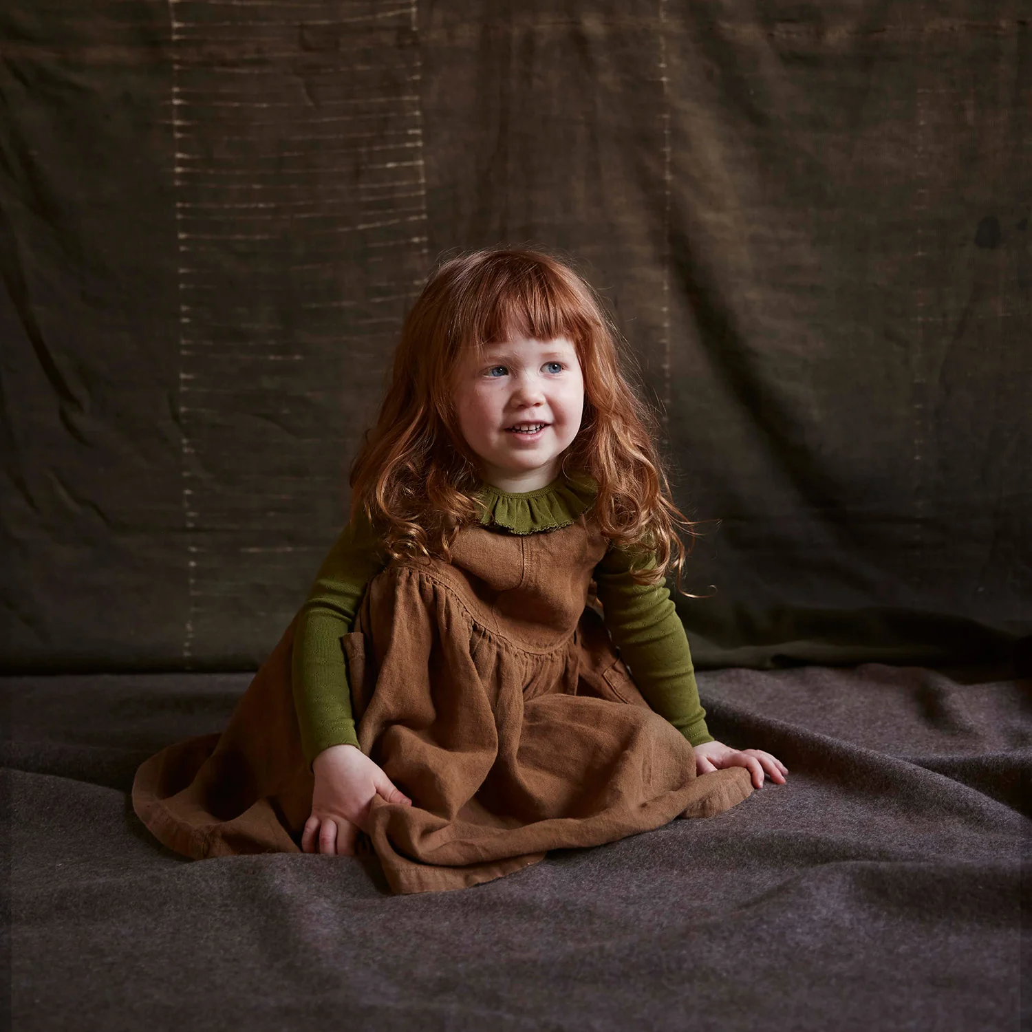 Wren Baby & kids Top - Cotton Pointelle - Olive - Image 11