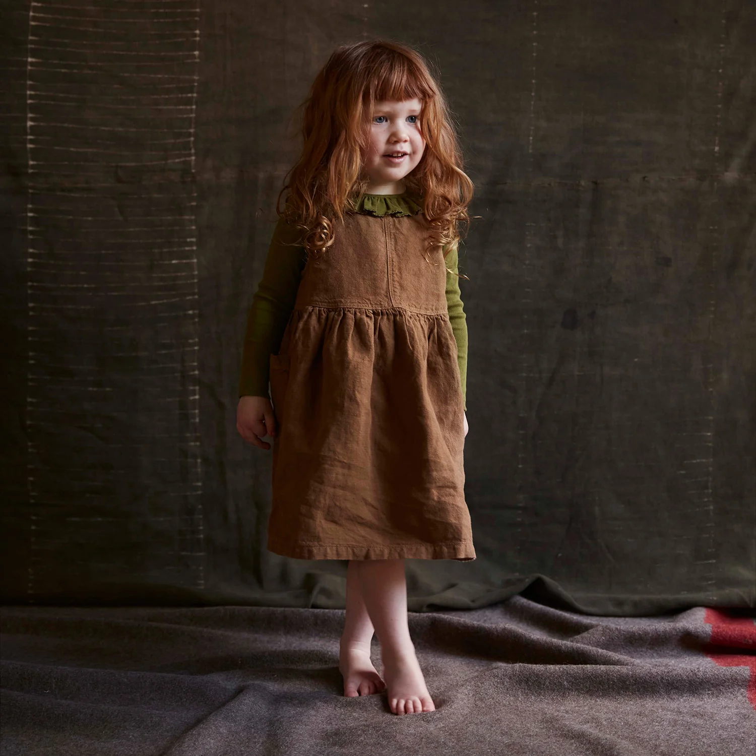 Wren Baby & kids Top - Cotton Pointelle - Olive - Image 12