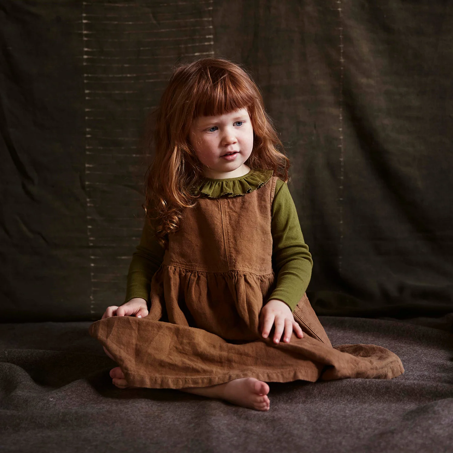 Wren Baby & kids Top - Cotton Pointelle - Olive - Image 8