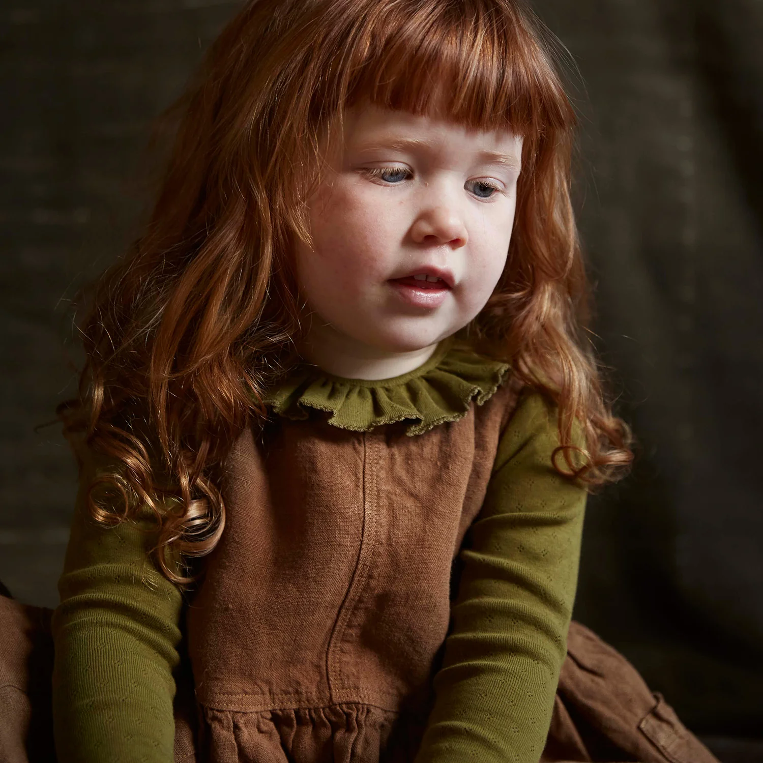 Wren Baby & kids Top - Cotton Pointelle - Olive - Image 9