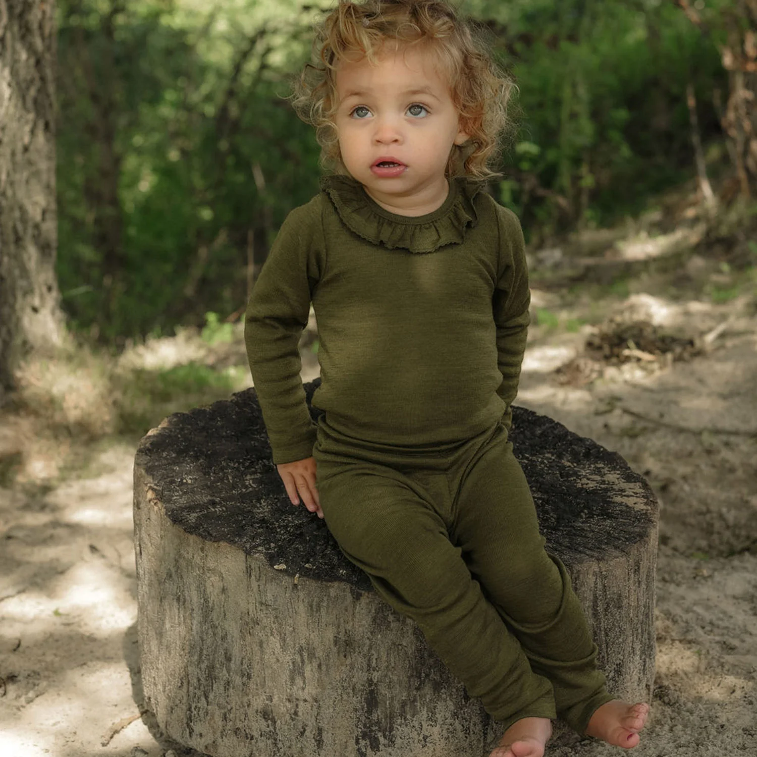 Wren Baby & kidsTop - Merino Wool & Silk - Seaweed - Image 2