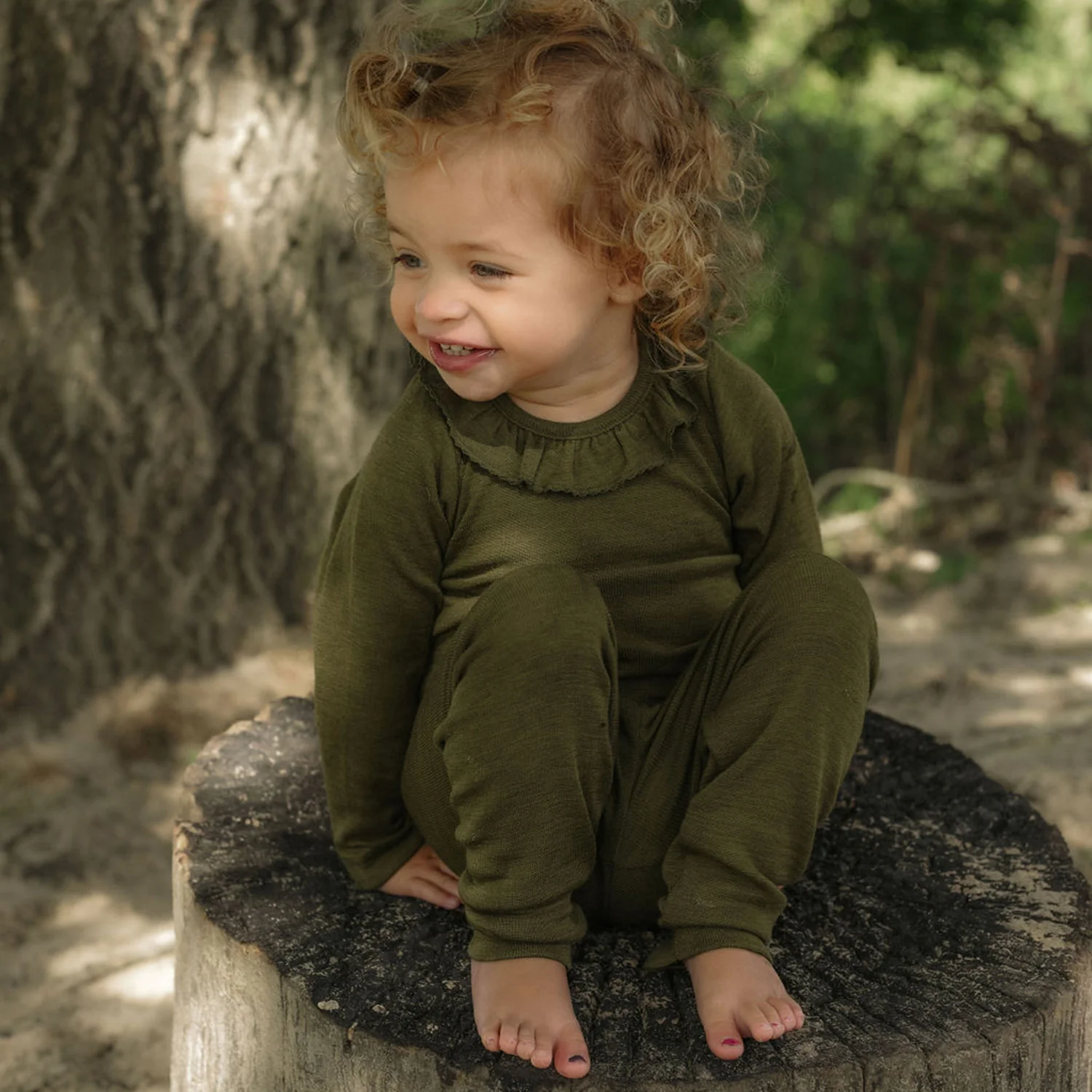 Wren Baby & kidsTop - Merino Wool & Silk - Seaweed - Image 3