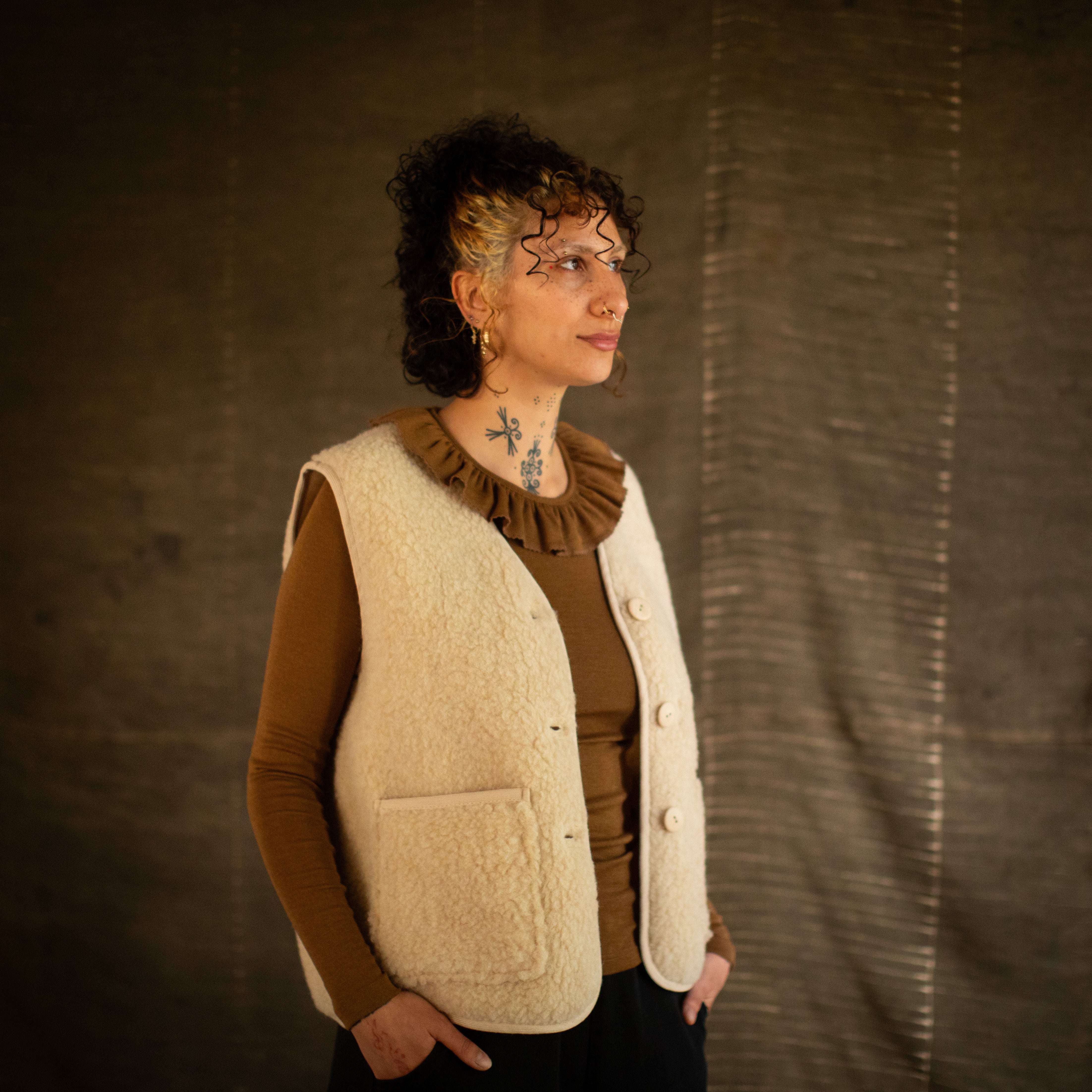 Wren Women's Top - Merino Wool & Silk - Almond - Image 4