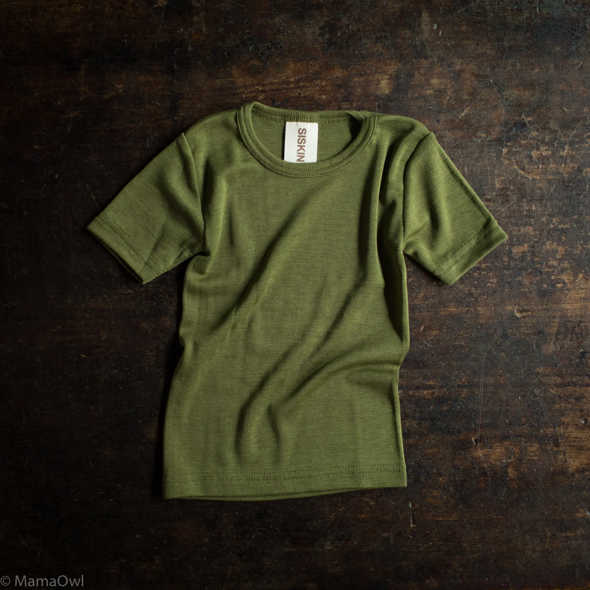 Smew Baby & Kids Top - Merino Wool & Silk - Moss - Image 3