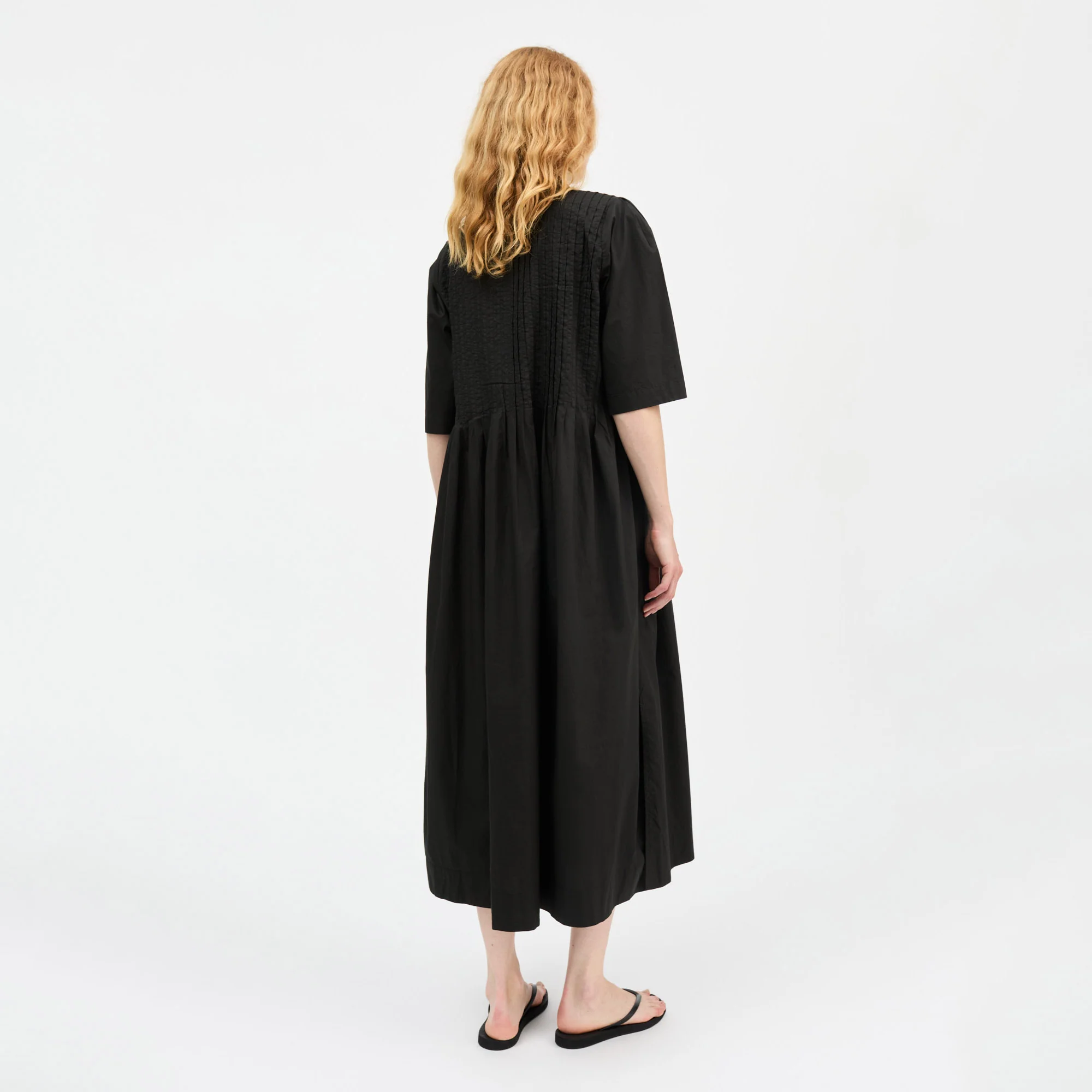 Women's Cotton Dot Shirtdress - Black - Image 4