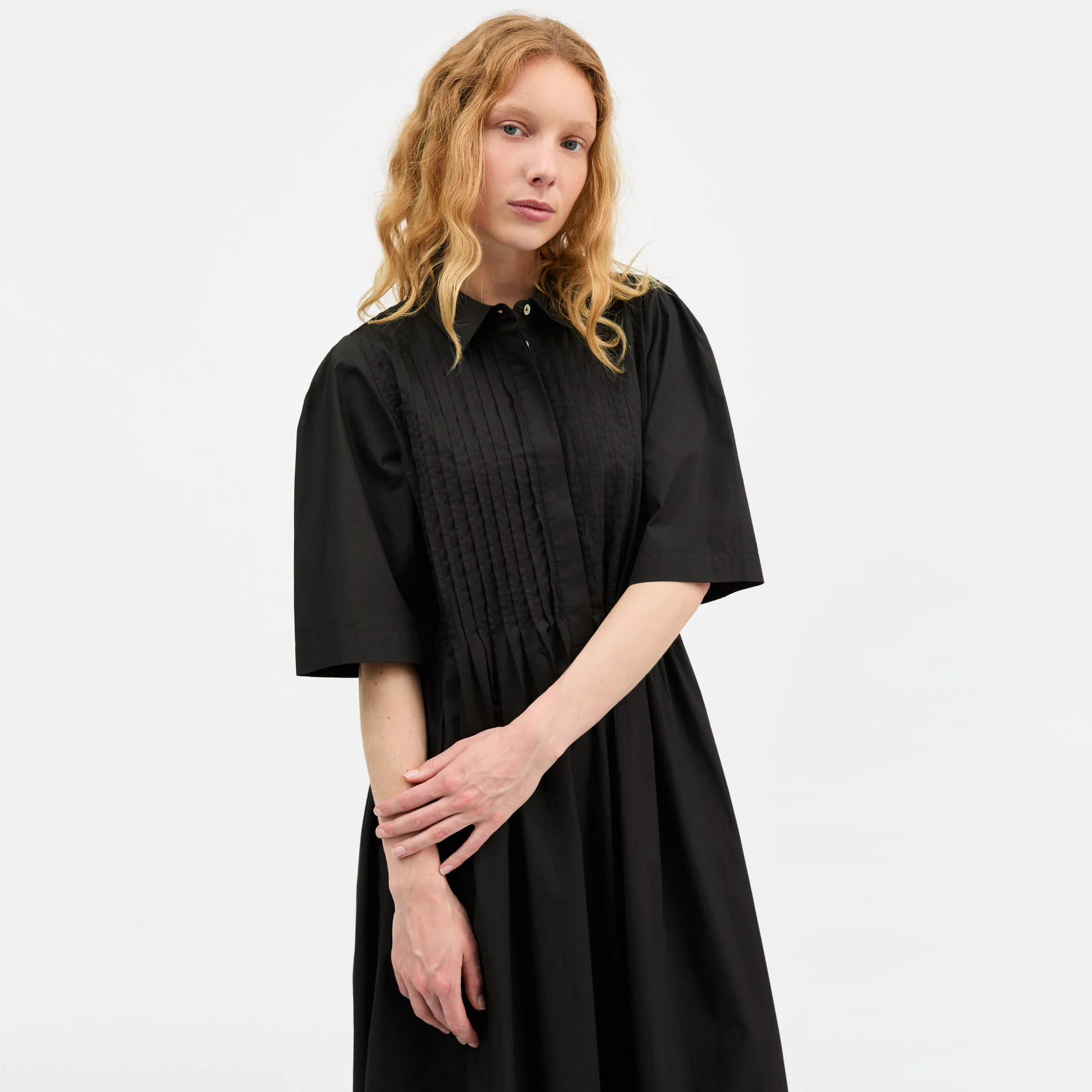 Women's Cotton Dot Shirtdress - Black - Image 5