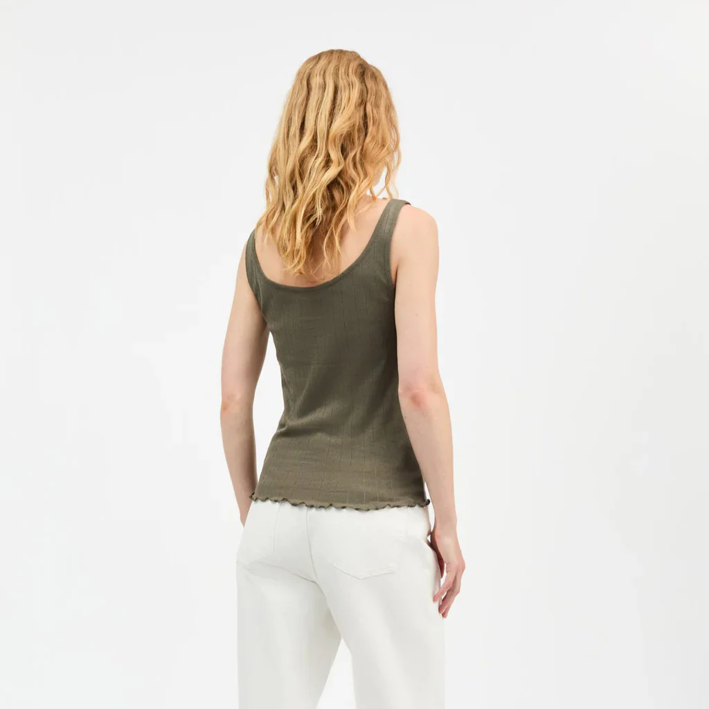 Women's Cotton Edie Low Back Top - Olive - Image 4