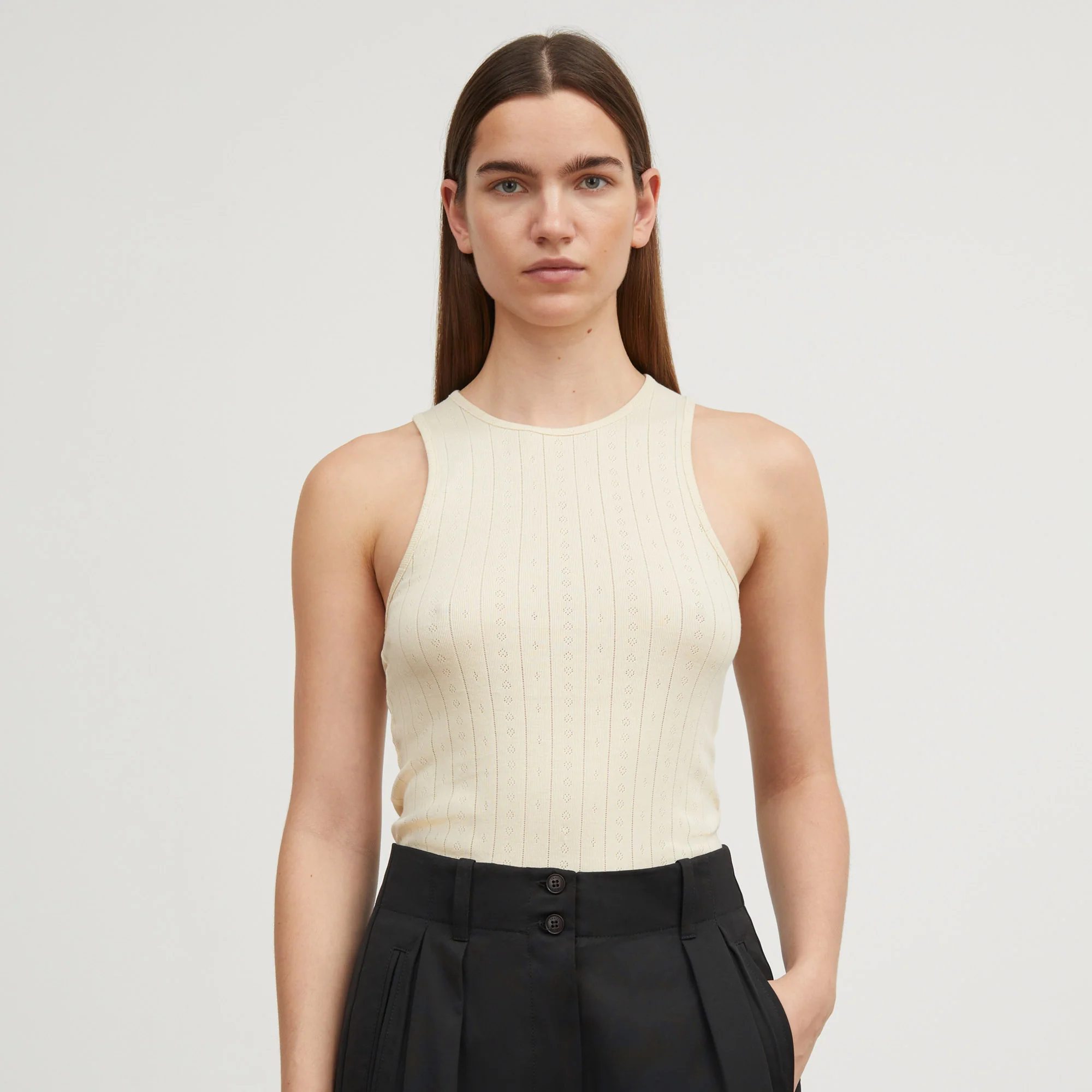 Women's Cotton Edie Tank Top - Light Beige - Image 5