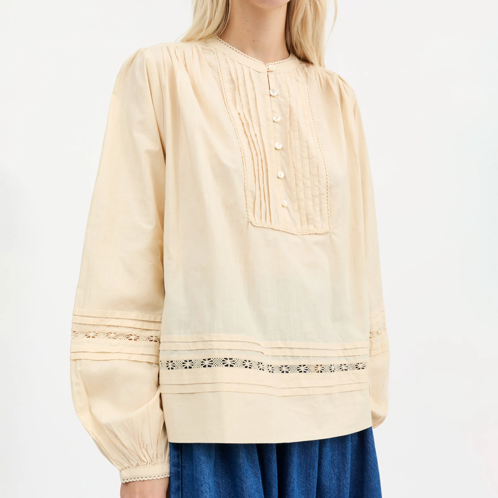 Women's Cotton Leaf Shirt - Antique Beige - Image 2