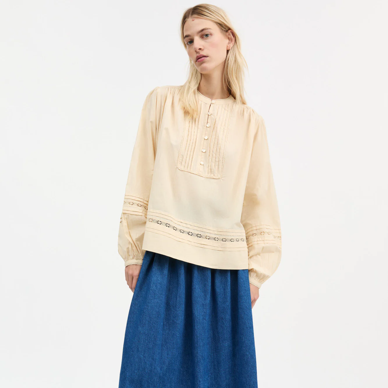 Women's Cotton Leaf Shirt - Antique Beige - Image 3