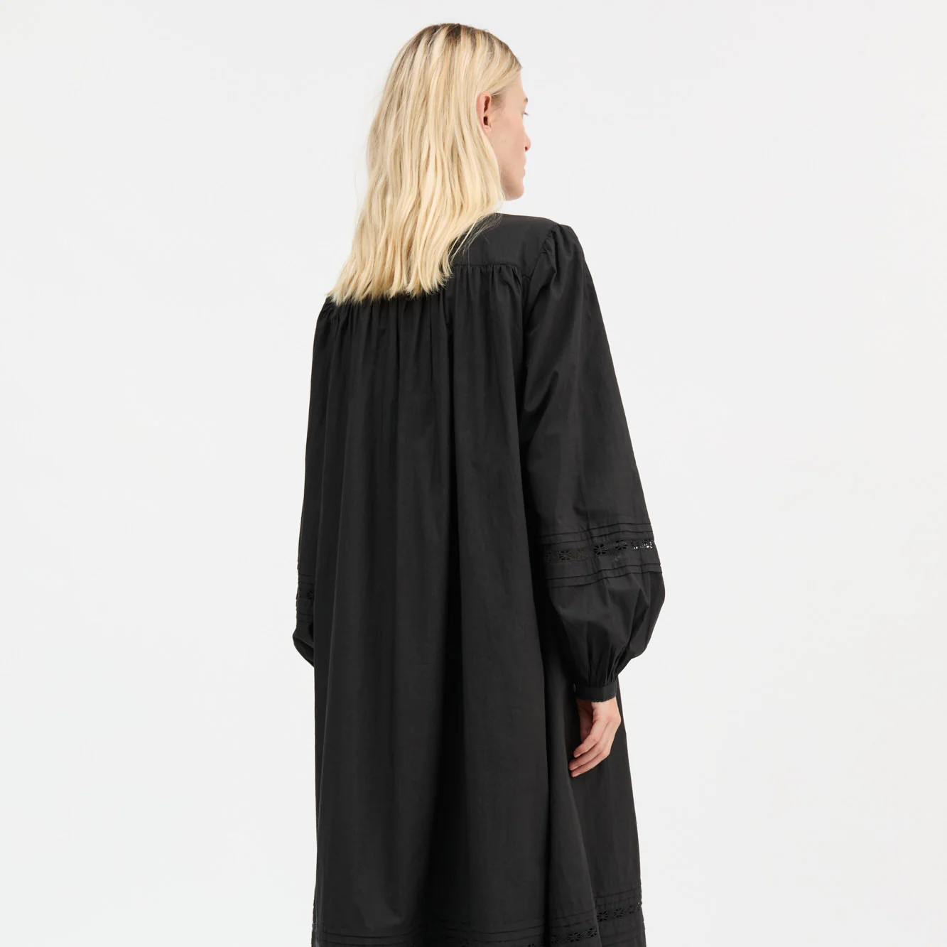 Women's Cotton Leaf Shirt Dress - Black - Image 4