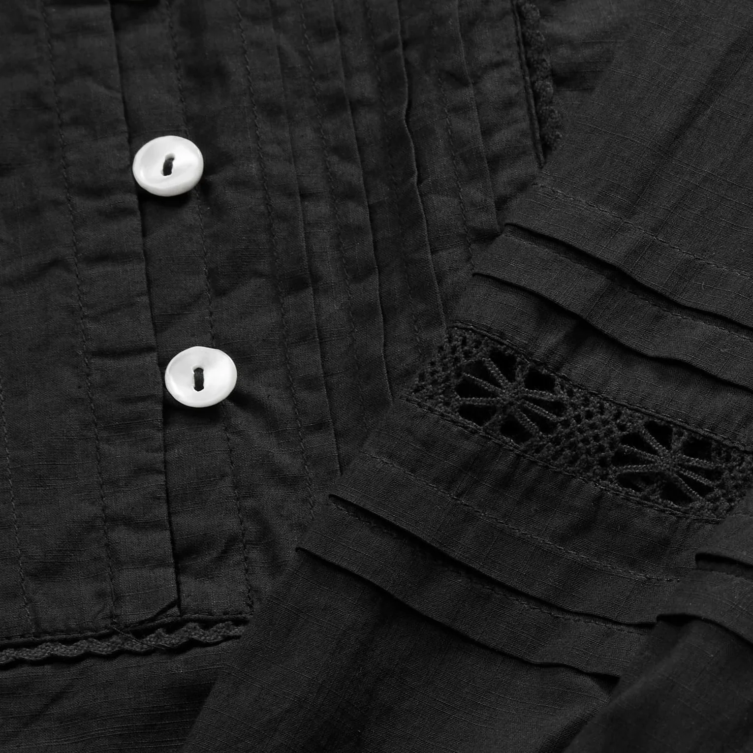 Women's Cotton Leaf Shirt Dress - Black - Image 5