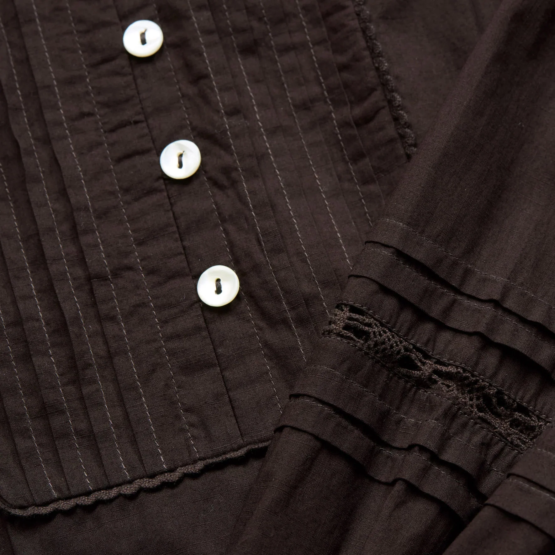 Women's Cotton Leaf Shirt Dress - Dark Brown - Image 5